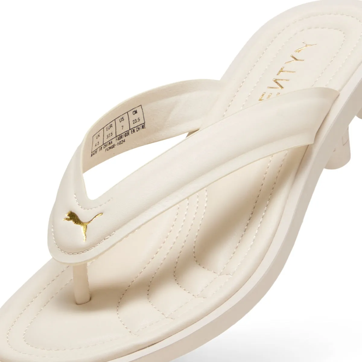 Thick sole   FENTY Cat Cleat Slides 'Alpine Snow PUMA Gold'