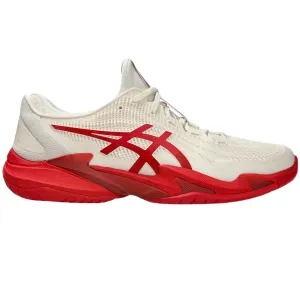 Asics Court FF Novak Mens Tennis Shoes ?C Cream/Classic Red Strong Stitching