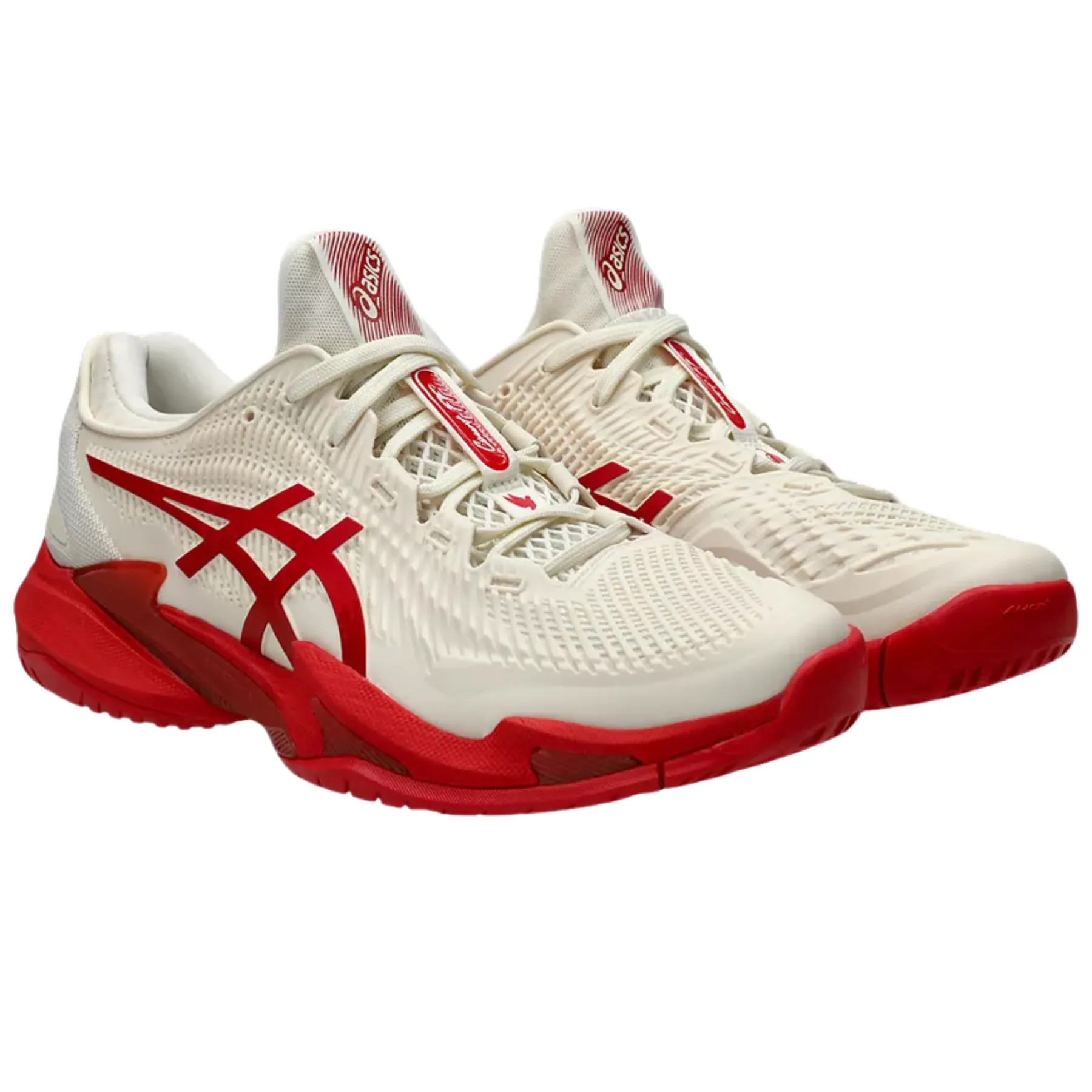 Asics Court FF Novak Mens Tennis Shoes ?C Cream/Classic Red College students Daily Activity
