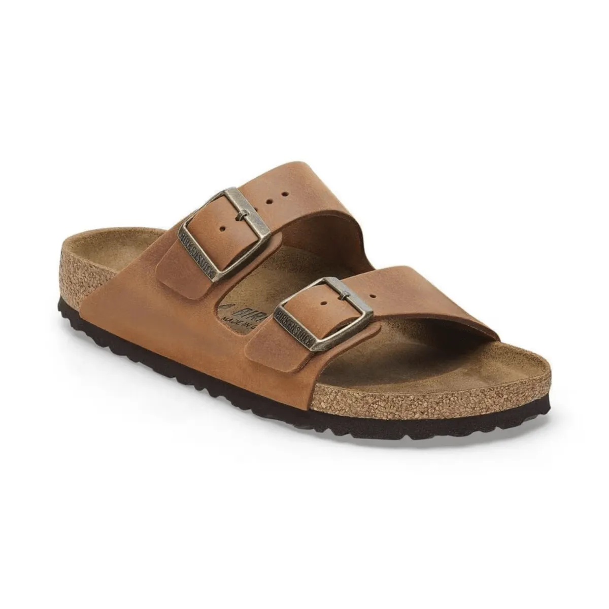 Birkenstock Men's Arizona Cognac Oiled Leather morning run Garden Walk