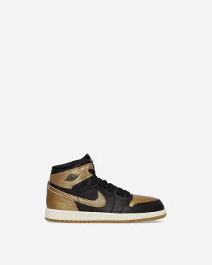 Soft Leather Air Jordan 1 Retro High OG (PS) Sneakers Black / Gold