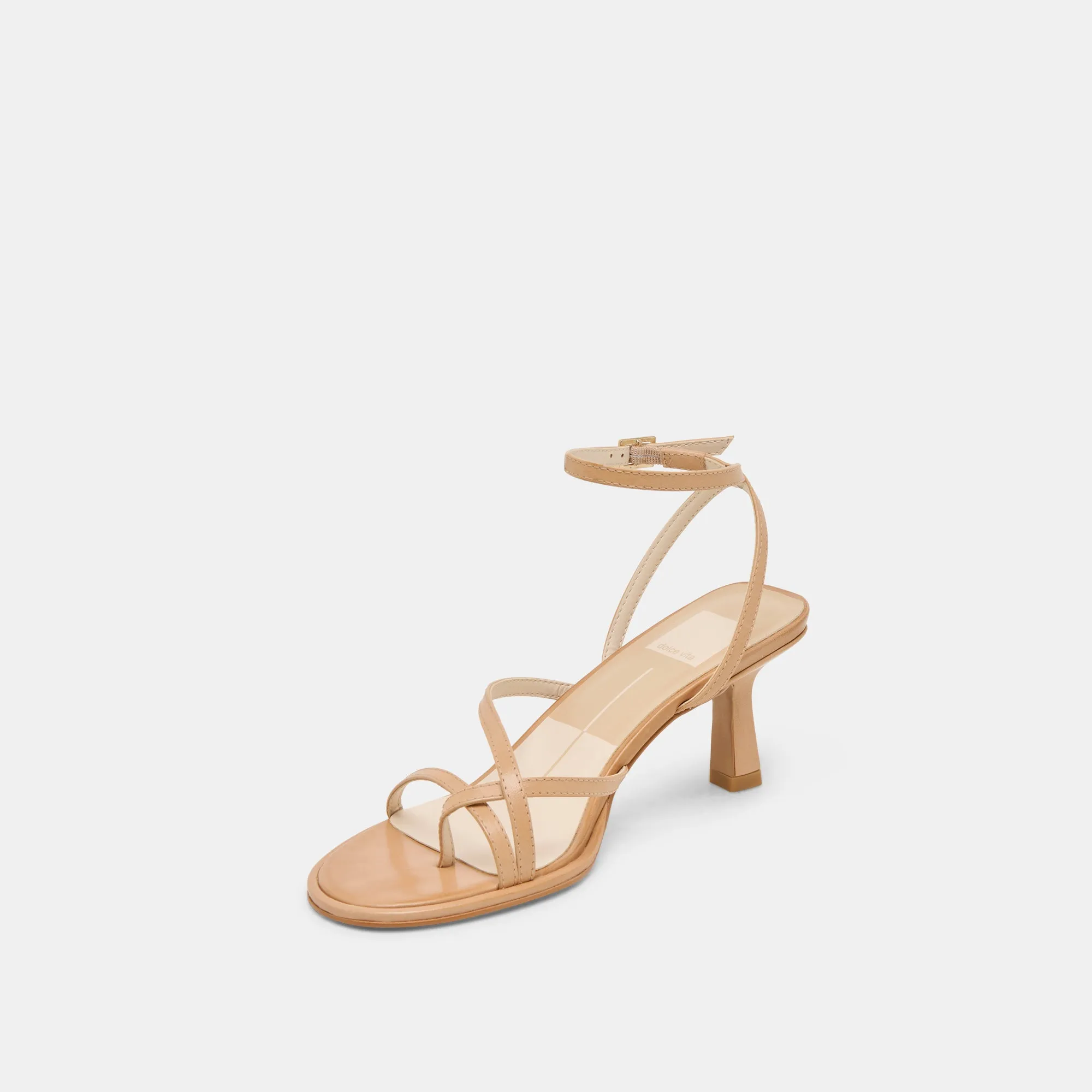 Versatile lace up closure MORAH WIDE HEELS CAFE LEATHER