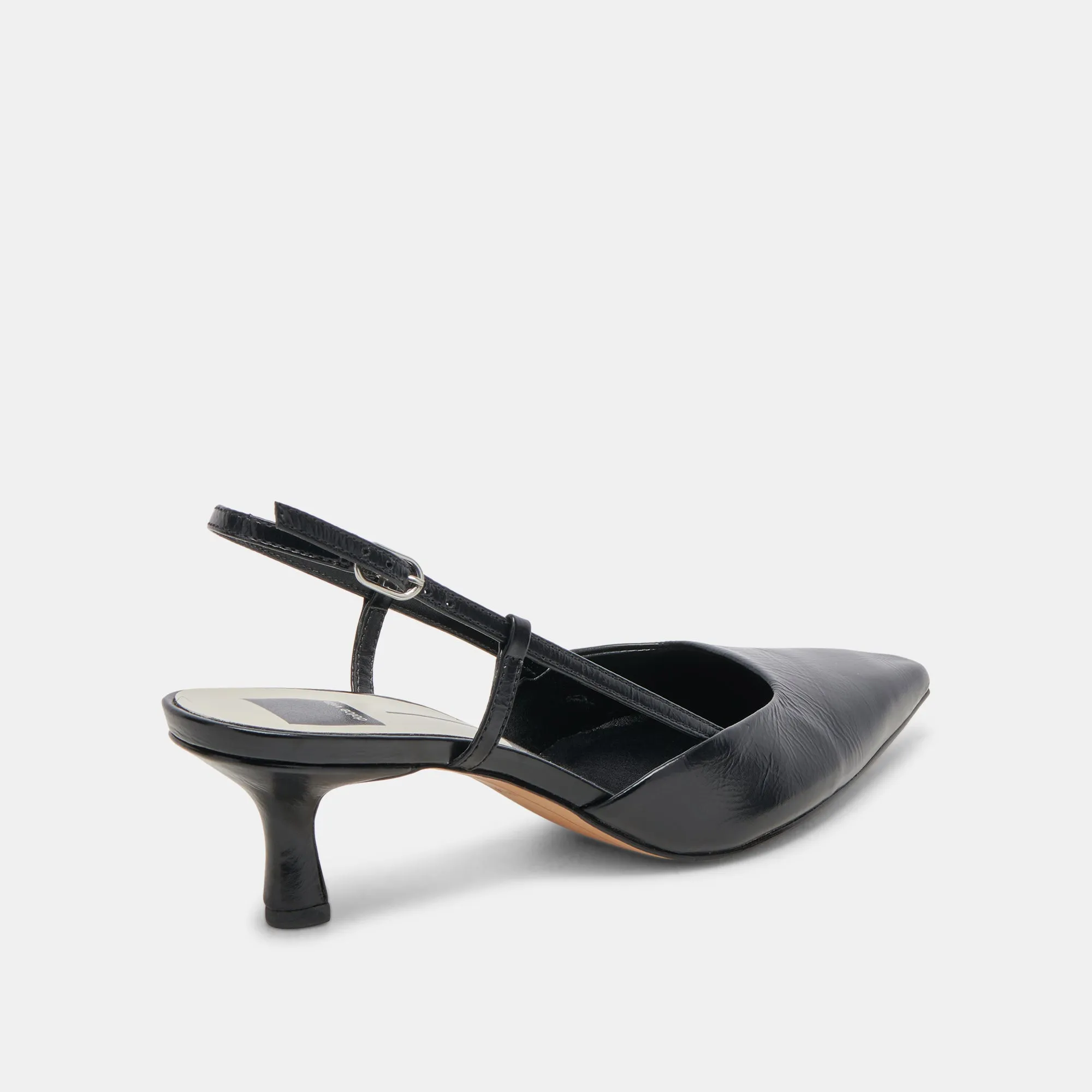 ODELA HEELS MIDNIGHT CRINKLE PATENT Fashionable Wedges Ballet-Inspired Heels