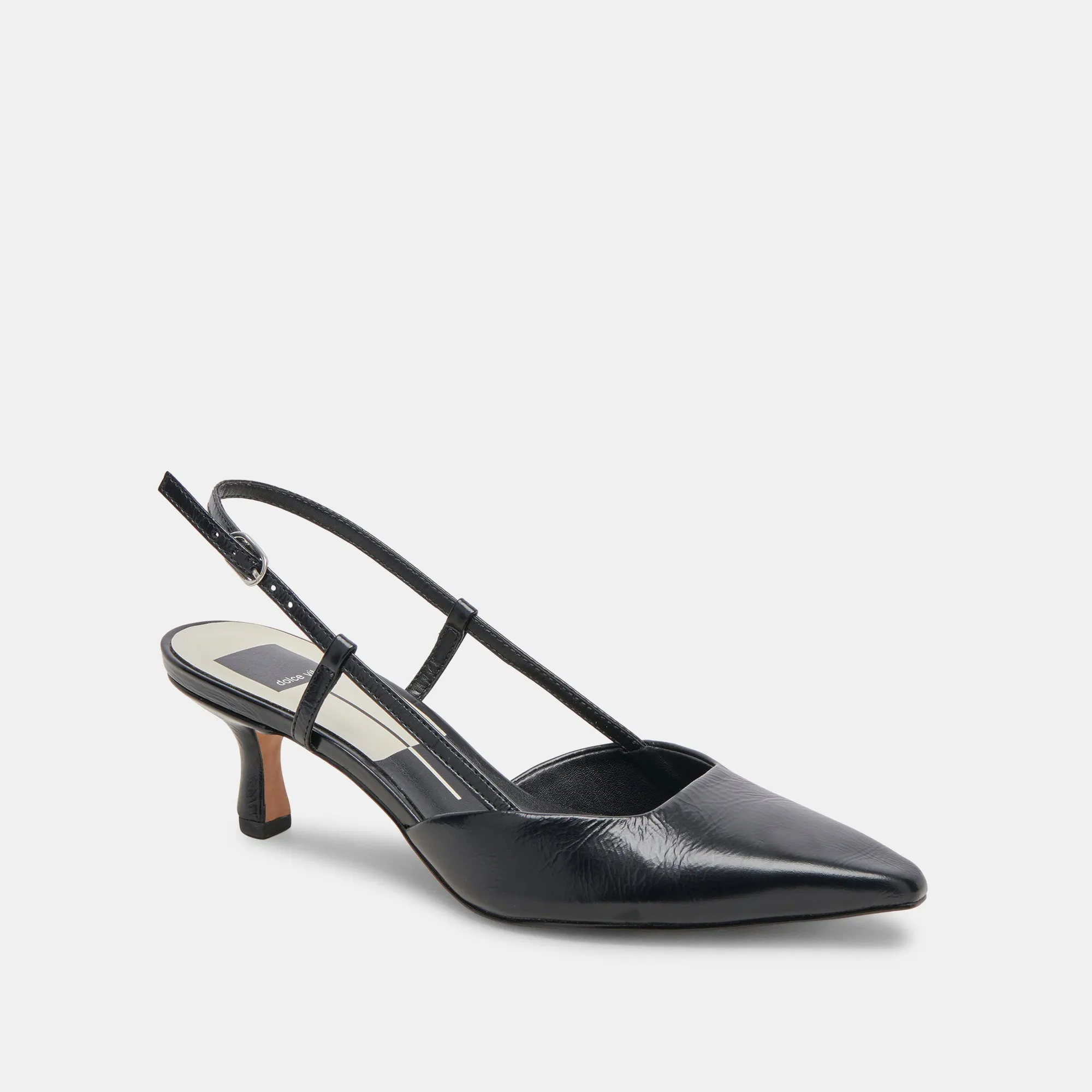 ODELA HEELS MIDNIGHT CRINKLE PATENT Square Toe