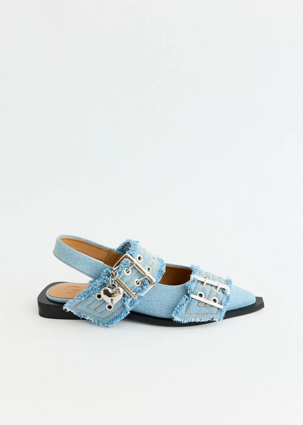 Stretchable Rain Jog Denim Charms Feminine Buckle Ballerinas