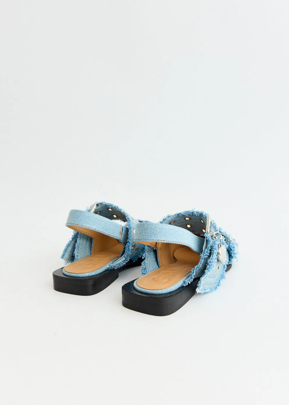 Ride Friendly Flexible Material Denim Charms Feminine Buckle Ballerinas