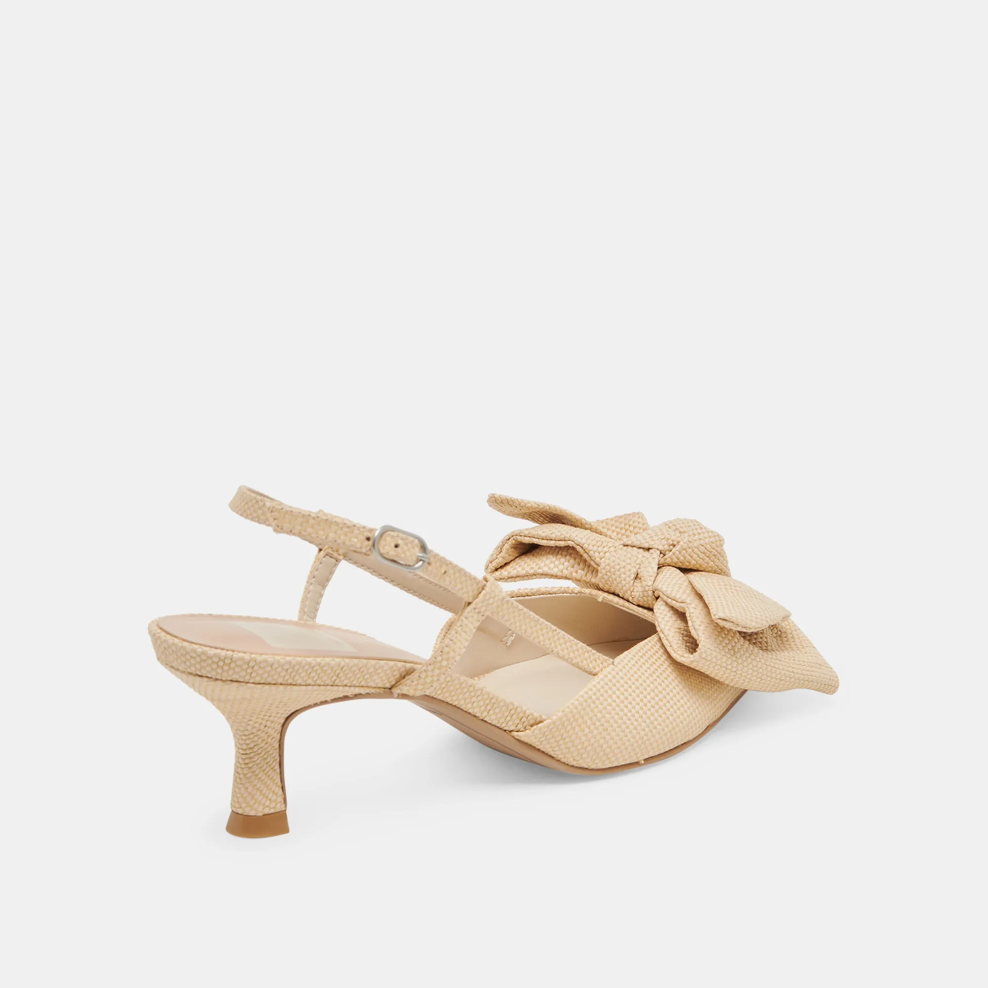 Sleek Sandals Luxury heels ODELA BOW HEELS NATURAL WOVEN RAFFIA
