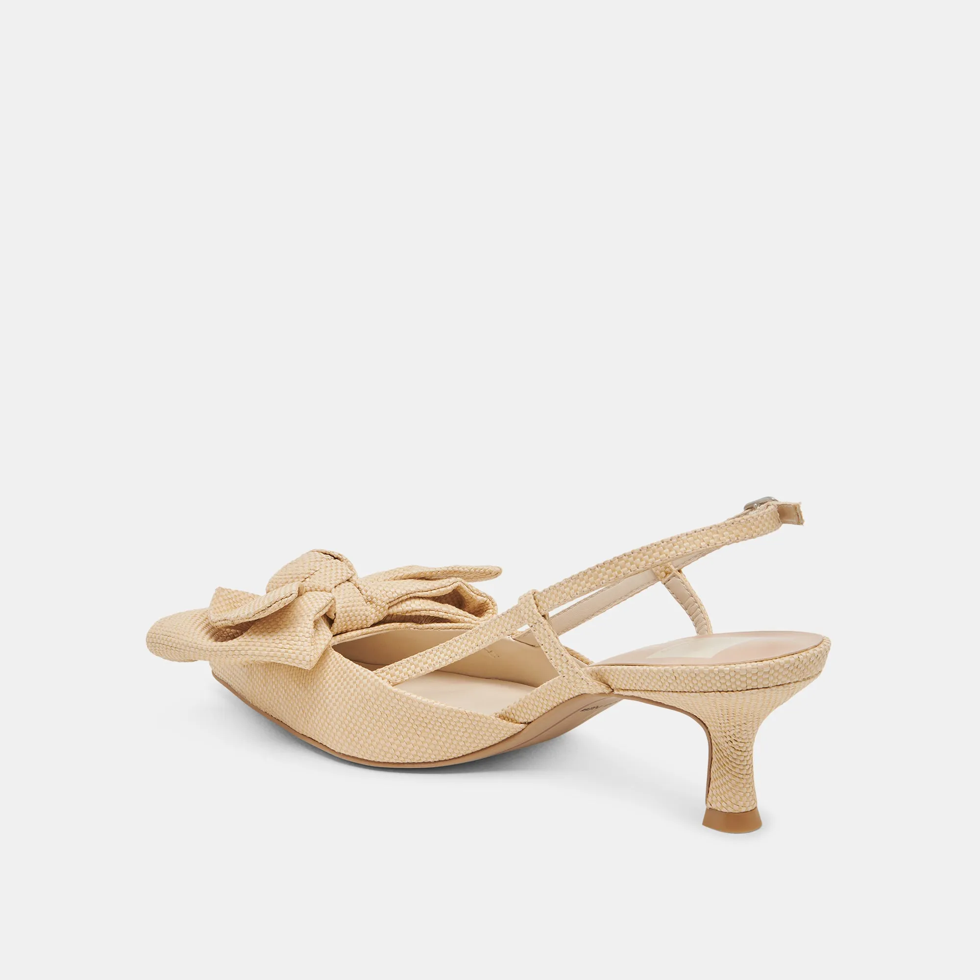 ODELA BOW HEELS NATURAL WOVEN RAFFIA Anti Odor Feature Comfortable Wedding Shoes