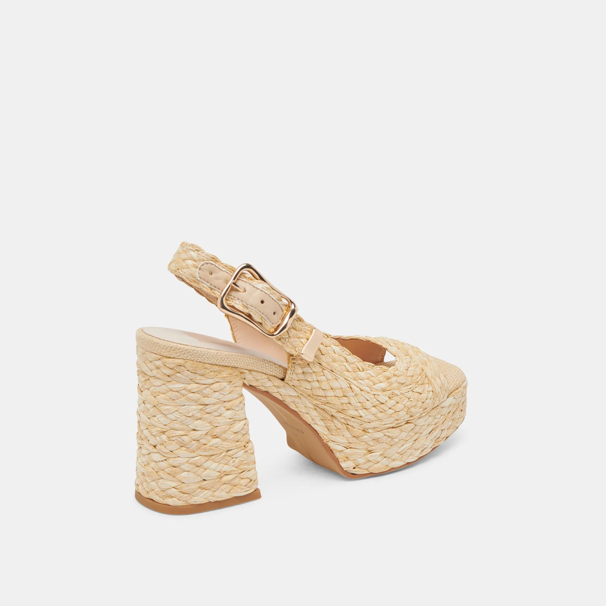 Comfortable Padding Dressy Footwear FLORES HEELS NATURAL RAFFIA