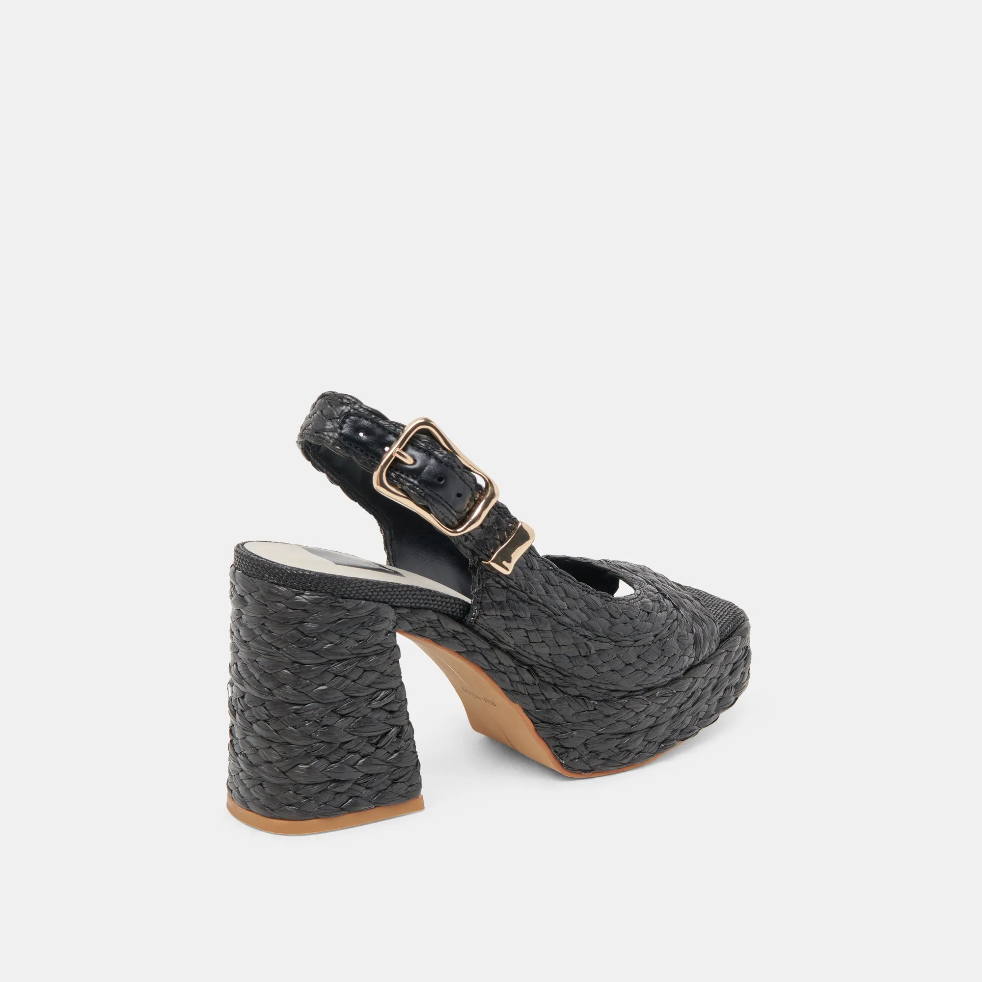 FLORES HEELS ONYX RAFFIA Lace-Up Heels Cushioned Insole