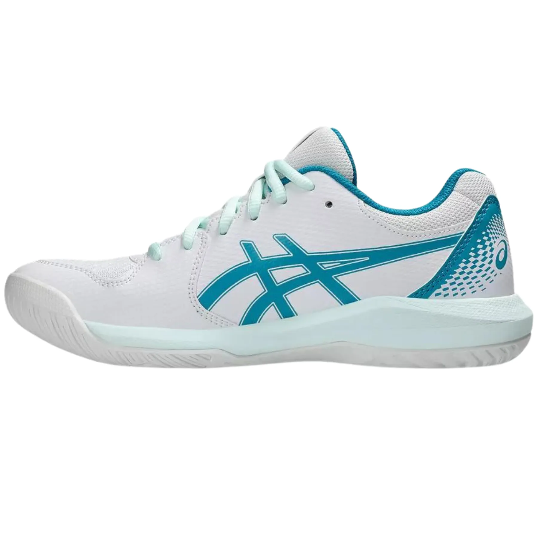 Comfortable ankle Health Seekers Asics Gel Dedicate 8 Womens Tennis Shoes - White/Teal Blue