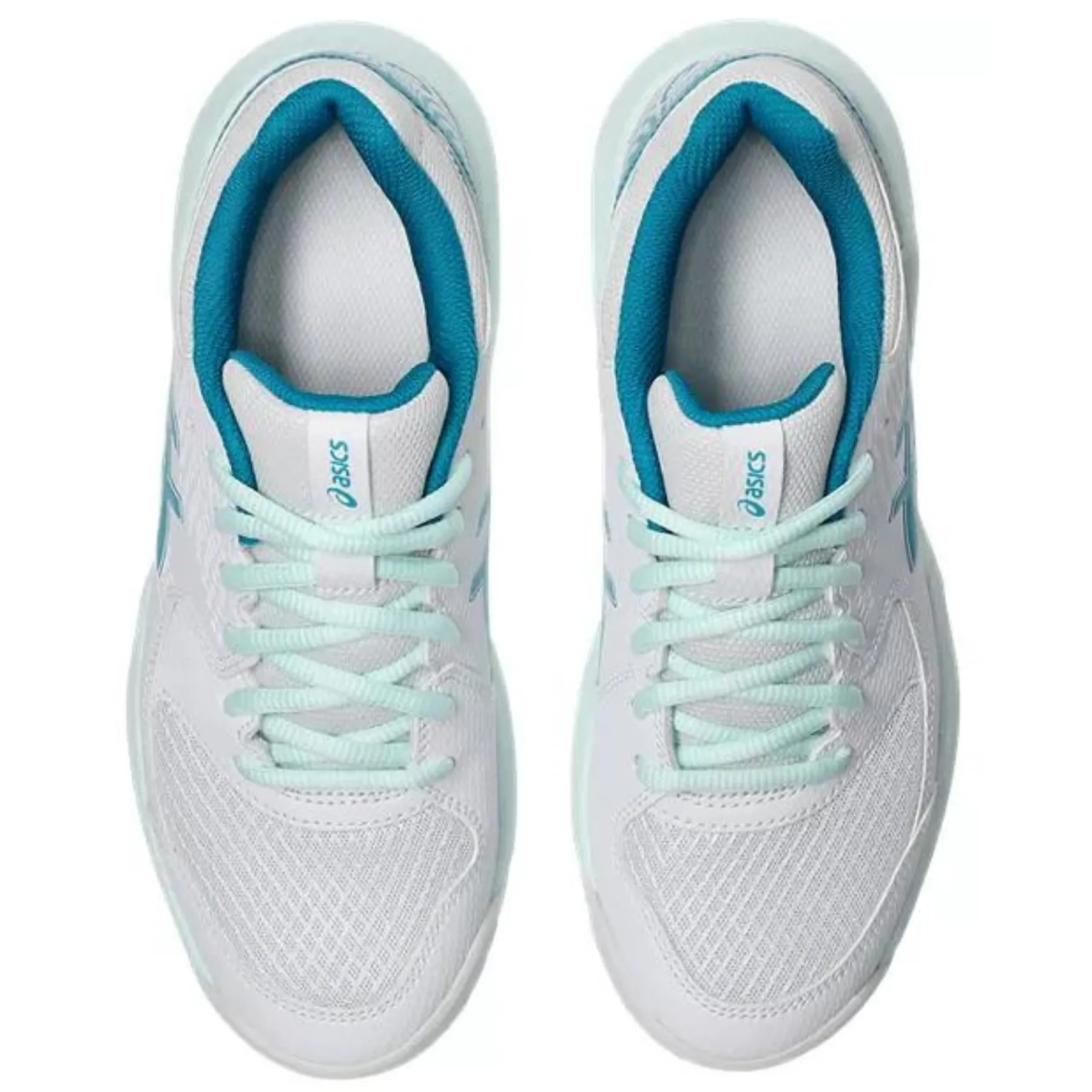 Asics Gel Dedicate 8 Womens Tennis Shoes - White/Teal Blue Soft outsole Rubber Outsole