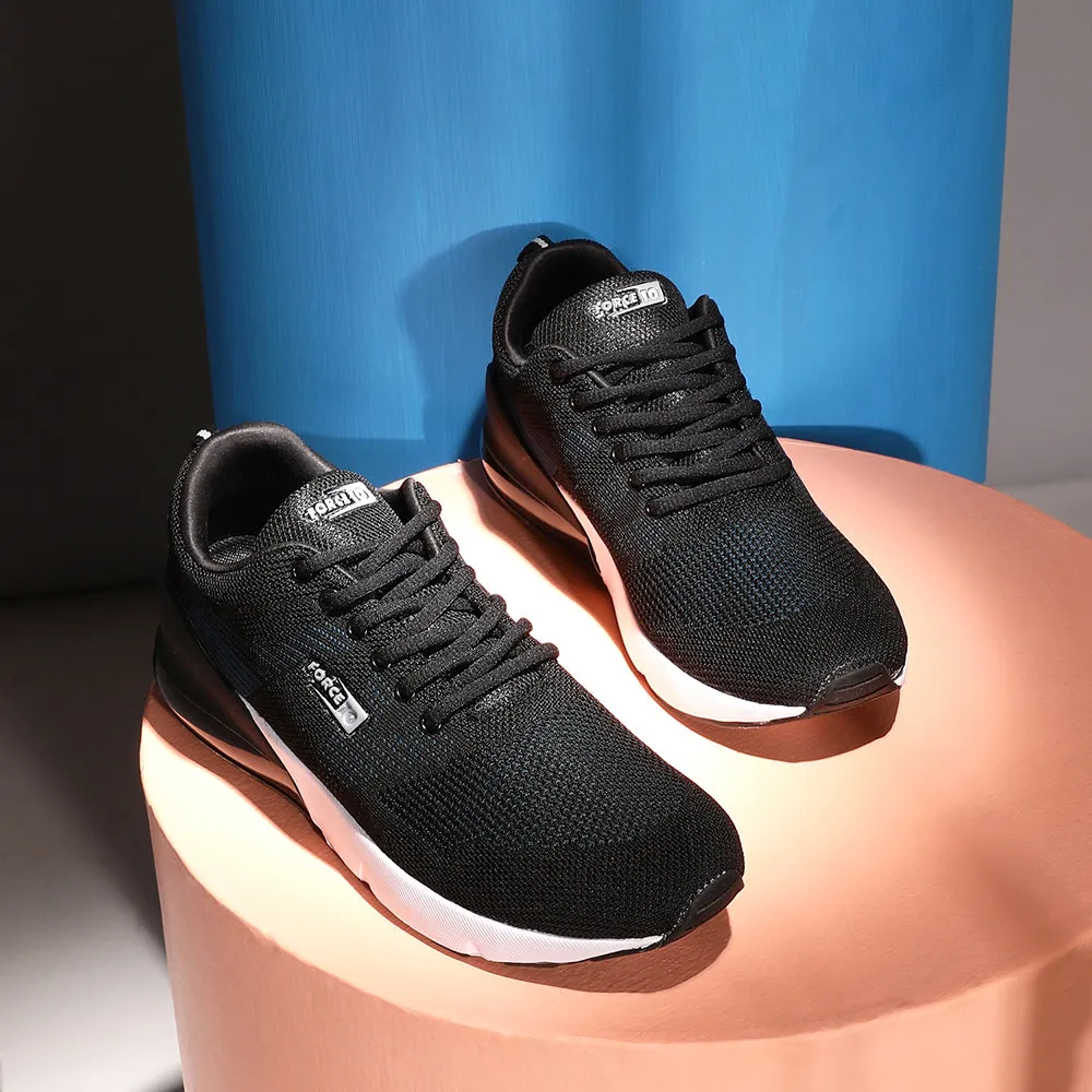 running shoes for tempo runs Force 10 By Liberty DOMINAR-2 Mens Black Lacing Running Shoes