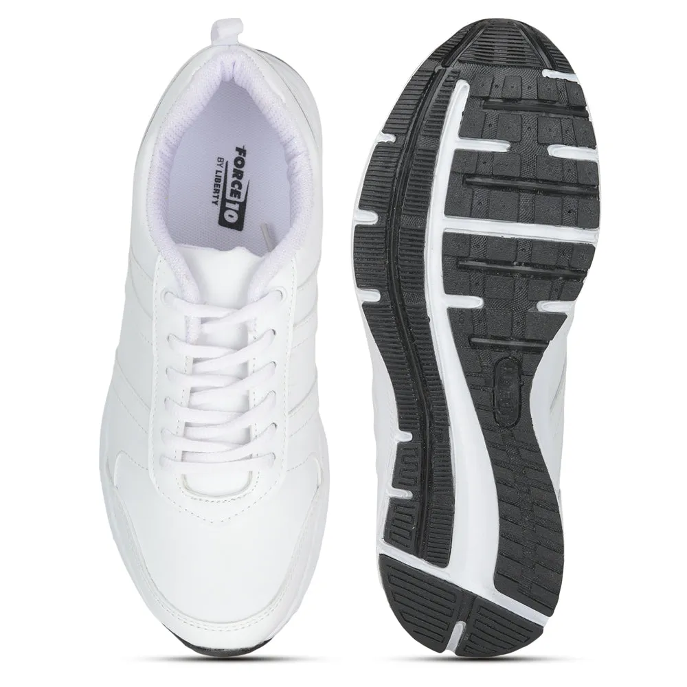 running in famous tracks shoes Force 10 By Liberty FORCE-8 Sports Lace Up Running Shoes Men - WHITE