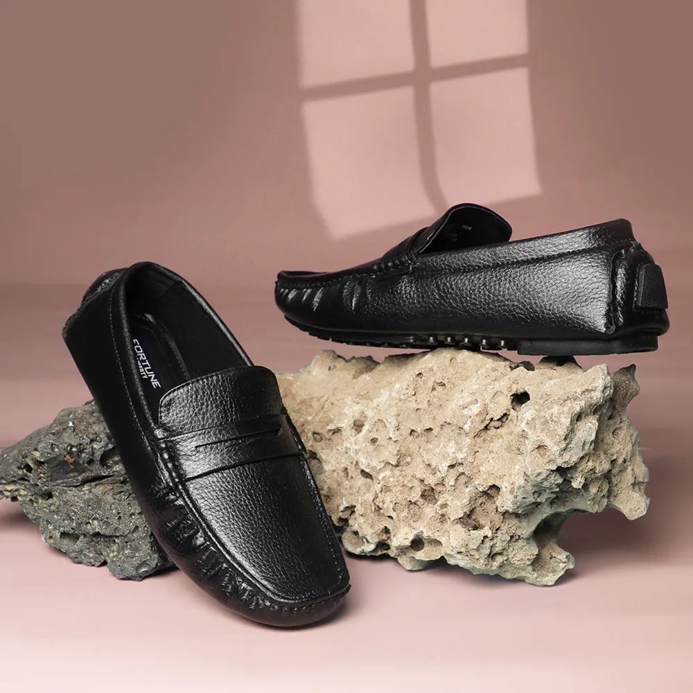 Fortune Black Formal Loafers For Men CLASSIK-2E By Liberty Classic Appeal Suede