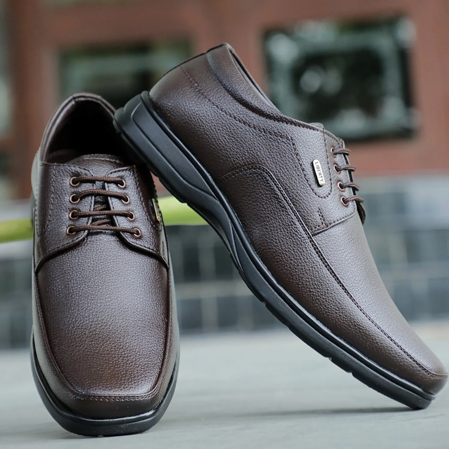 Fortune Brown Formal Lacing Derby Shoes For Men HOL-131E By Liberty Matte Surface