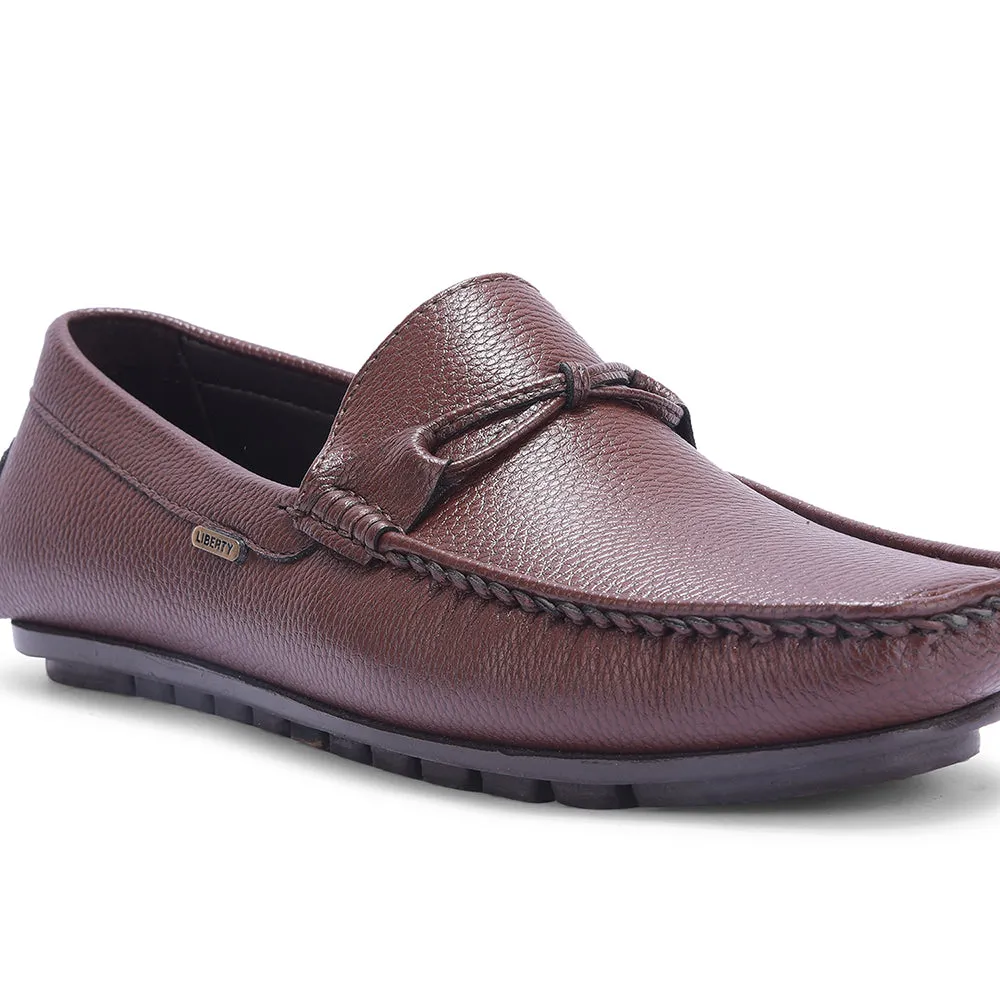 Fortune Brown Formal Loafers For Men AVL-5 By Liberty Easy Walk Mesh Upper