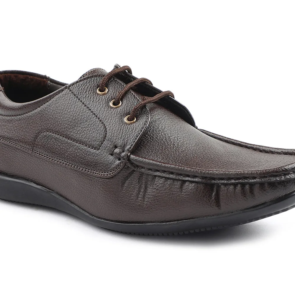 Fortune Brown Lacing Formal Derby Shoes For Men HML-6E By Liberty Easy Walks Classic Leather Design