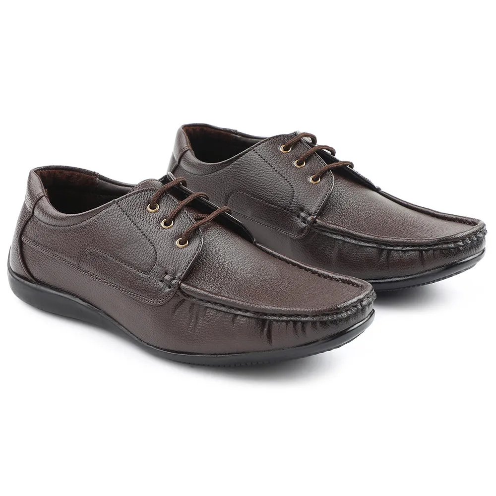 Fortune Brown Lacing Formal Derby Shoes For Men HML-6E By Liberty Glossy Touch leather shoes