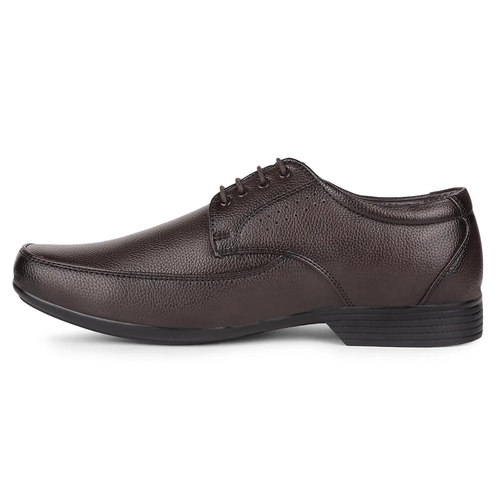 Fortune By Liberty HIL-10 Formal Derby Shoes For Men - Brown Anti Bacterial Smooth City Style