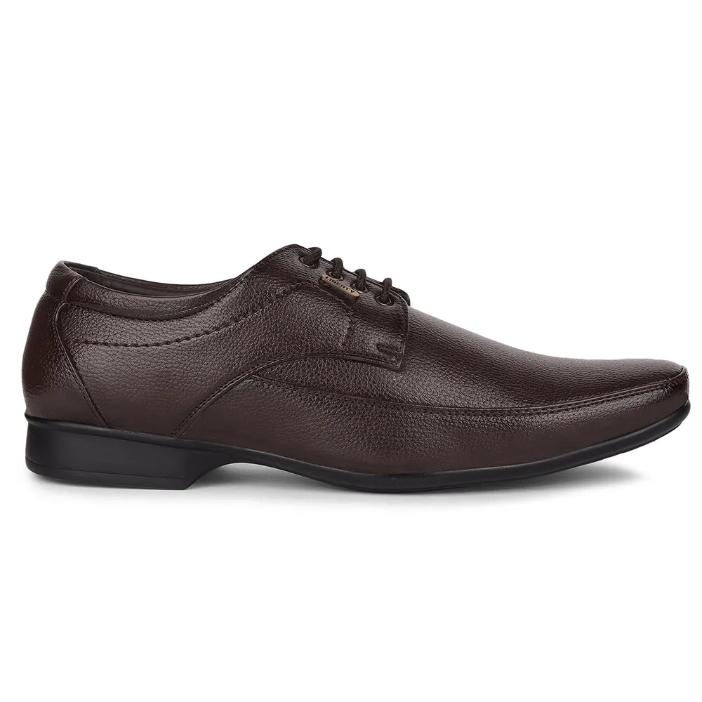 Fortune By Liberty HIL-7 Formal Derby Shoes For Men - Brown Comfort Leather