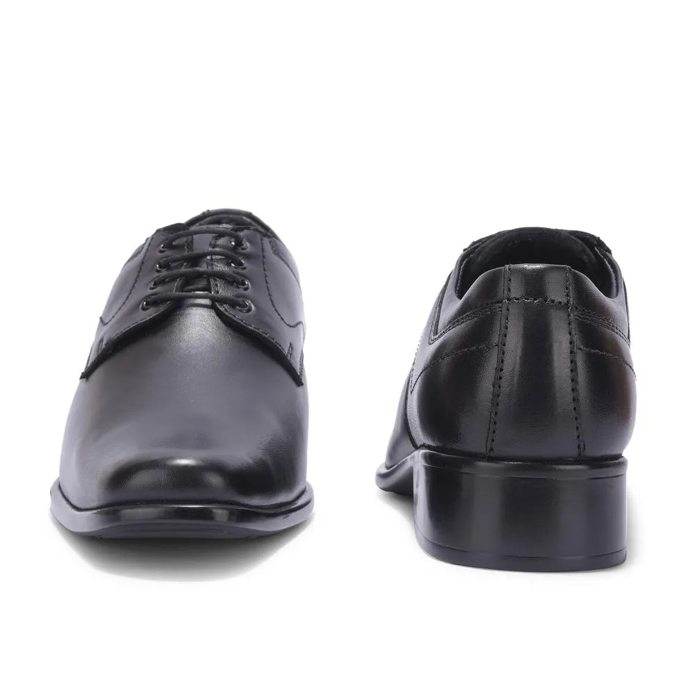 Understated Detail Clean Lines Fortune By Liberty Men HIL-3 Black Formal Lacing Derby Shoes