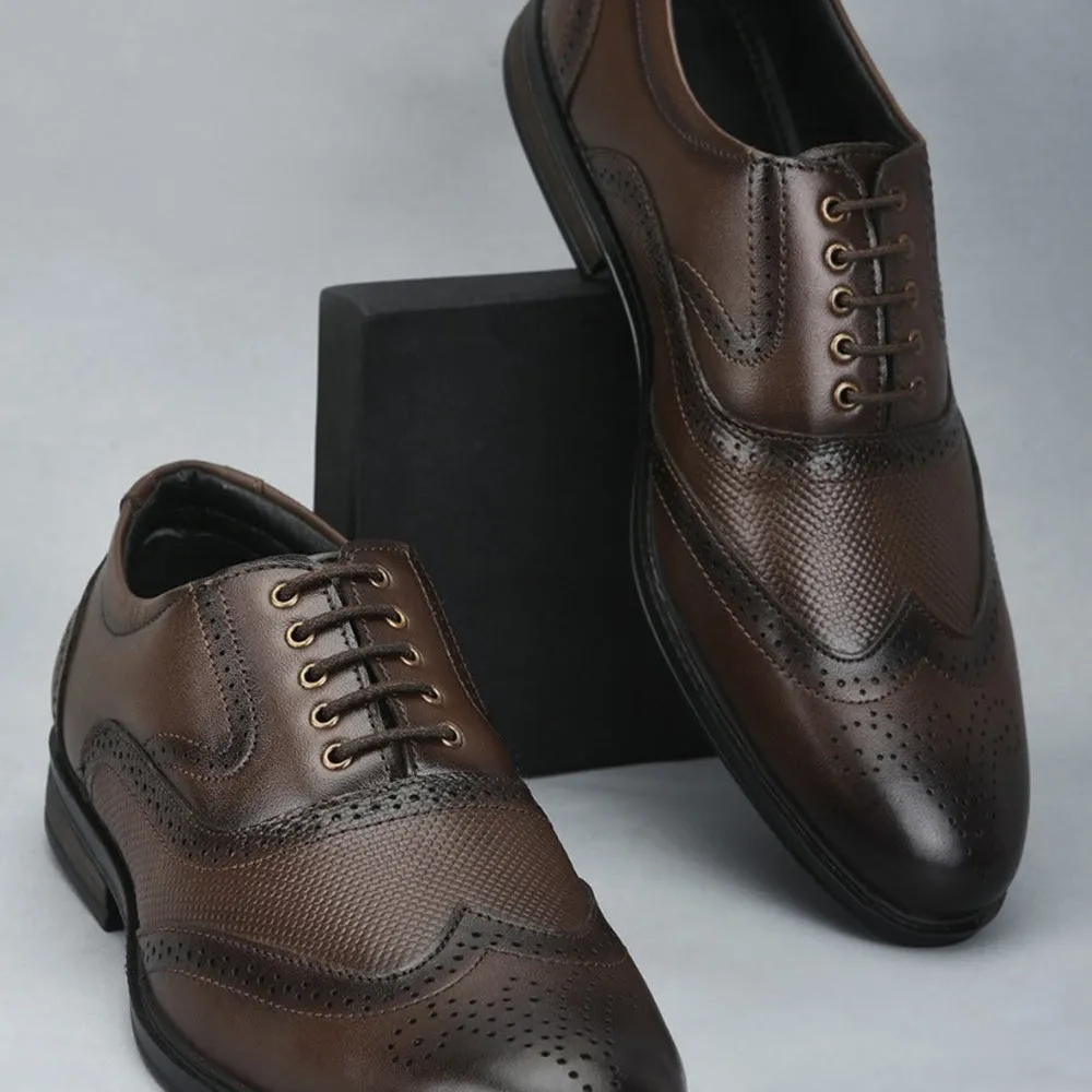 Fortune Formal Brown Lacing Brogue Shoes For Men HOL-125E By Liberty Leather Walk Comfortable Fit Shoes