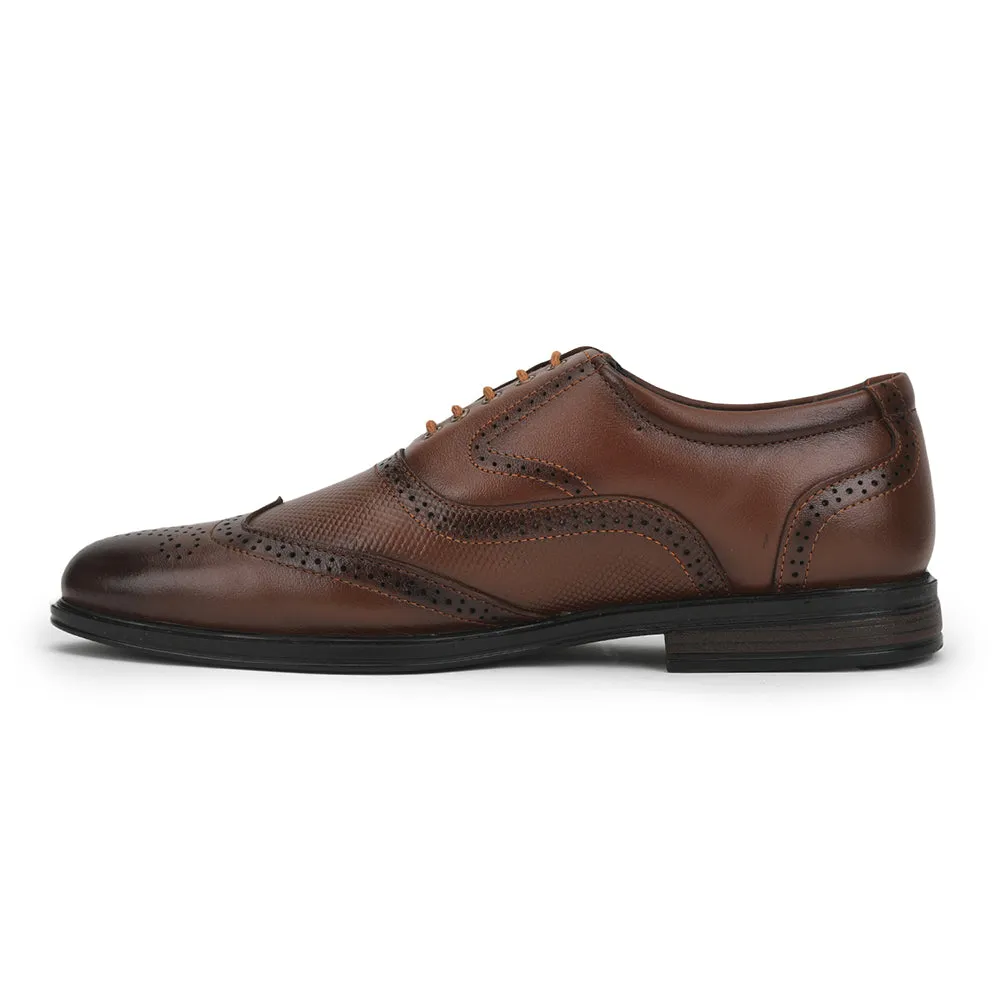 Fortune Formal Tan Lacing Brogue Shoes For Men HOL-125E By Liberty Quick Step Timeless Style