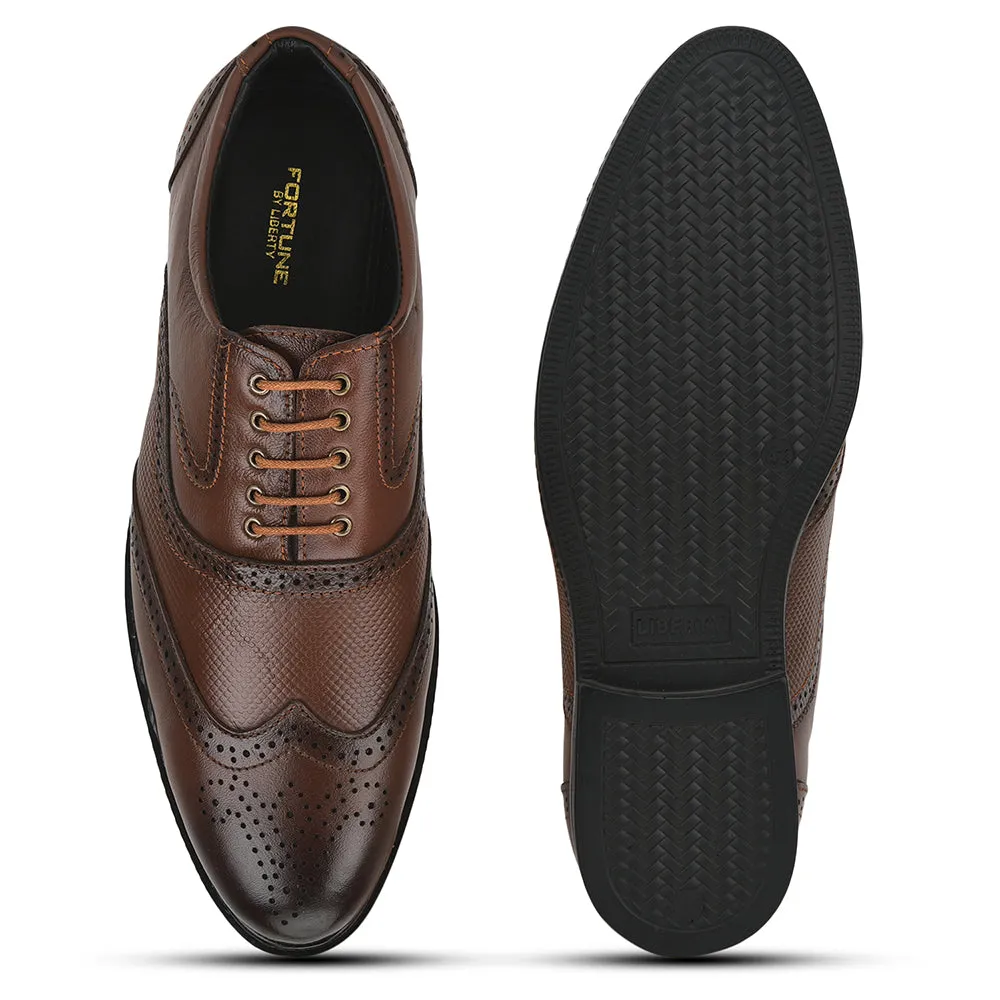 Fortune Formal Tan Lacing Brogue Shoes For Men HOL-125E By Liberty Durable Construction
