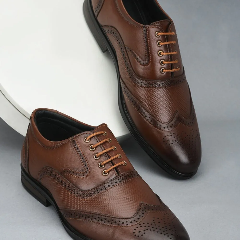 Lightweight Structure Fortune Formal Tan Lacing Brogue Shoes For Men HOL-125E By Liberty