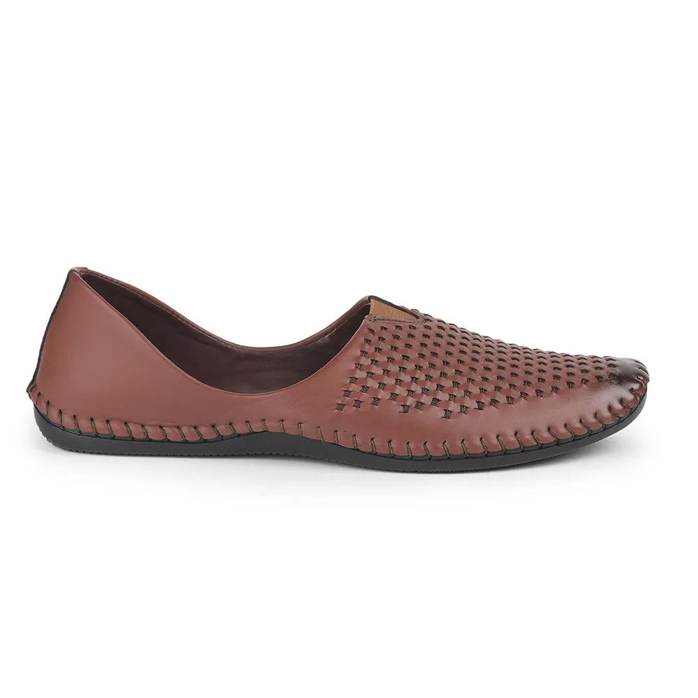 Stylish Leather Slip-ons Fortune Tan Casual Mojari Loafers Shoes For Men AVN-40 By Liberty