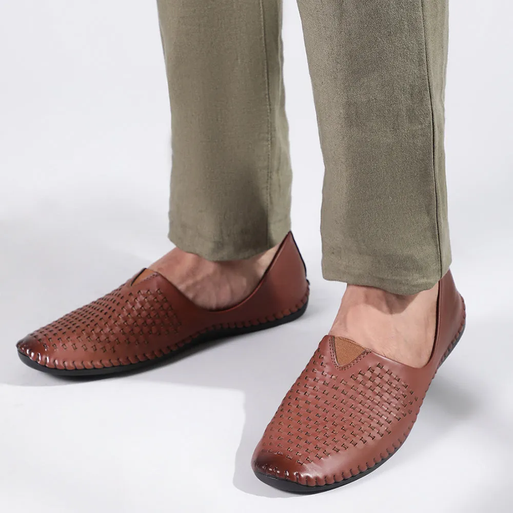 Sturdy Build Fortune Tan Casual Mojari Loafers Shoes For Men AVN-40 By Liberty