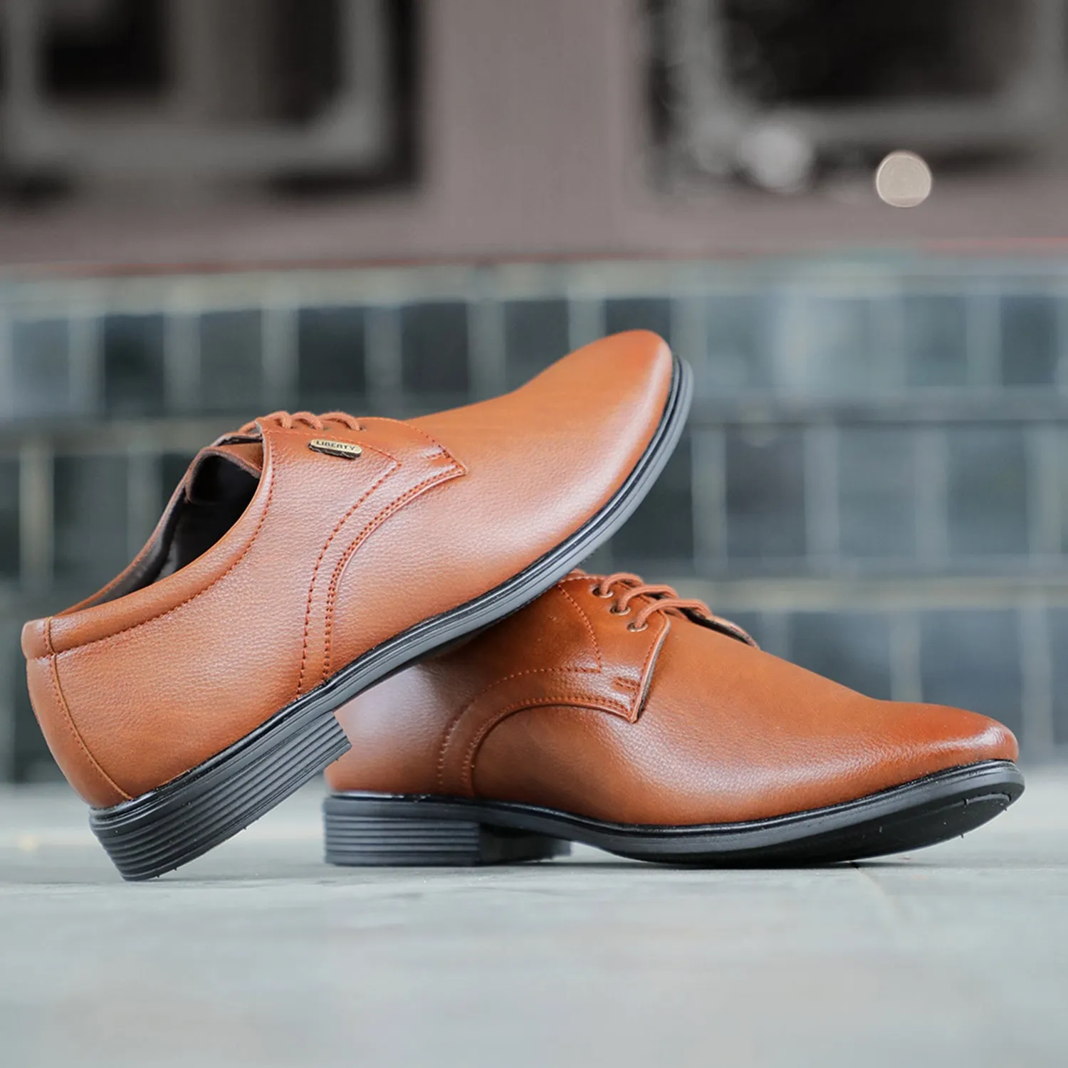 Fortune Tan Formal Lacing Derby Shoes For Men HOL-130E By Liberty Premium Craft Quality