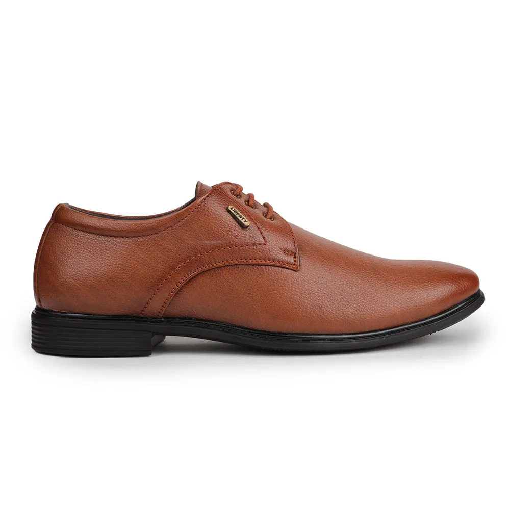 Classic Leather Timeless Smart Look Fortune Tan Formal Lacing Derby Shoes For Men HOL-130E By Liberty