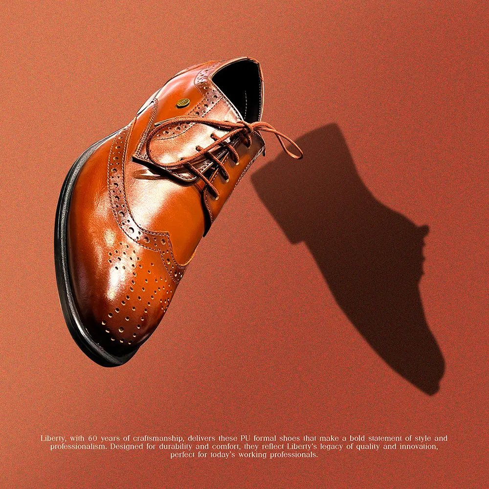 Fortune Tan Lacing Formal Oxford Shoes For Men BELGIUM01E By Liberty Elastic laces Traditional Oxfords