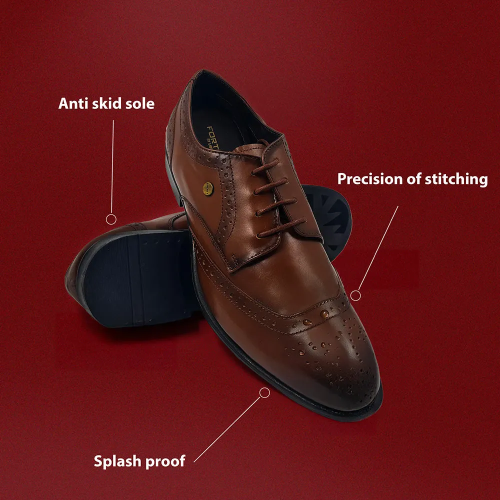 Fortune Tan Lacing Formal Oxford Shoes For Men BELGIUM01E By Liberty Smart Fashion