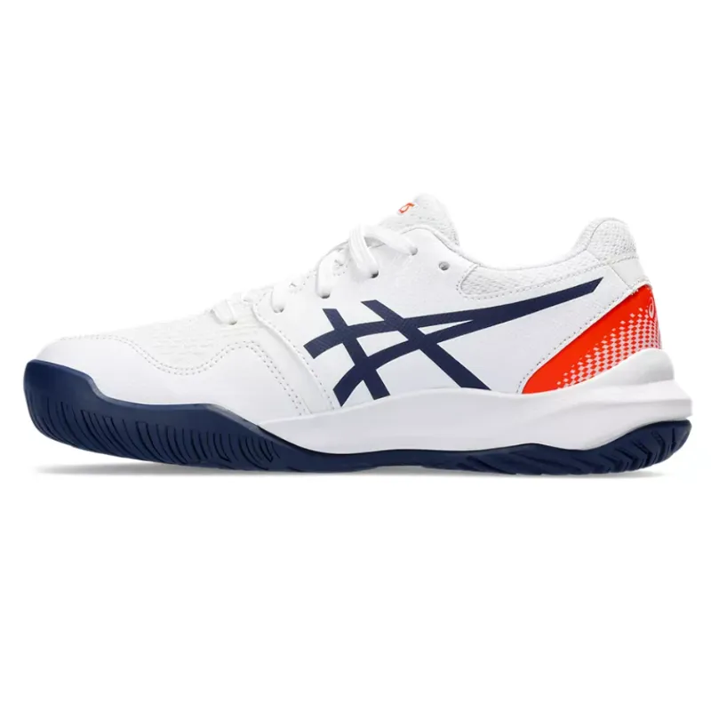 Asics Gel Resolution 9 GS White/Blue Expanse Kids Tennis Shoes - Travel Style Pace Ready