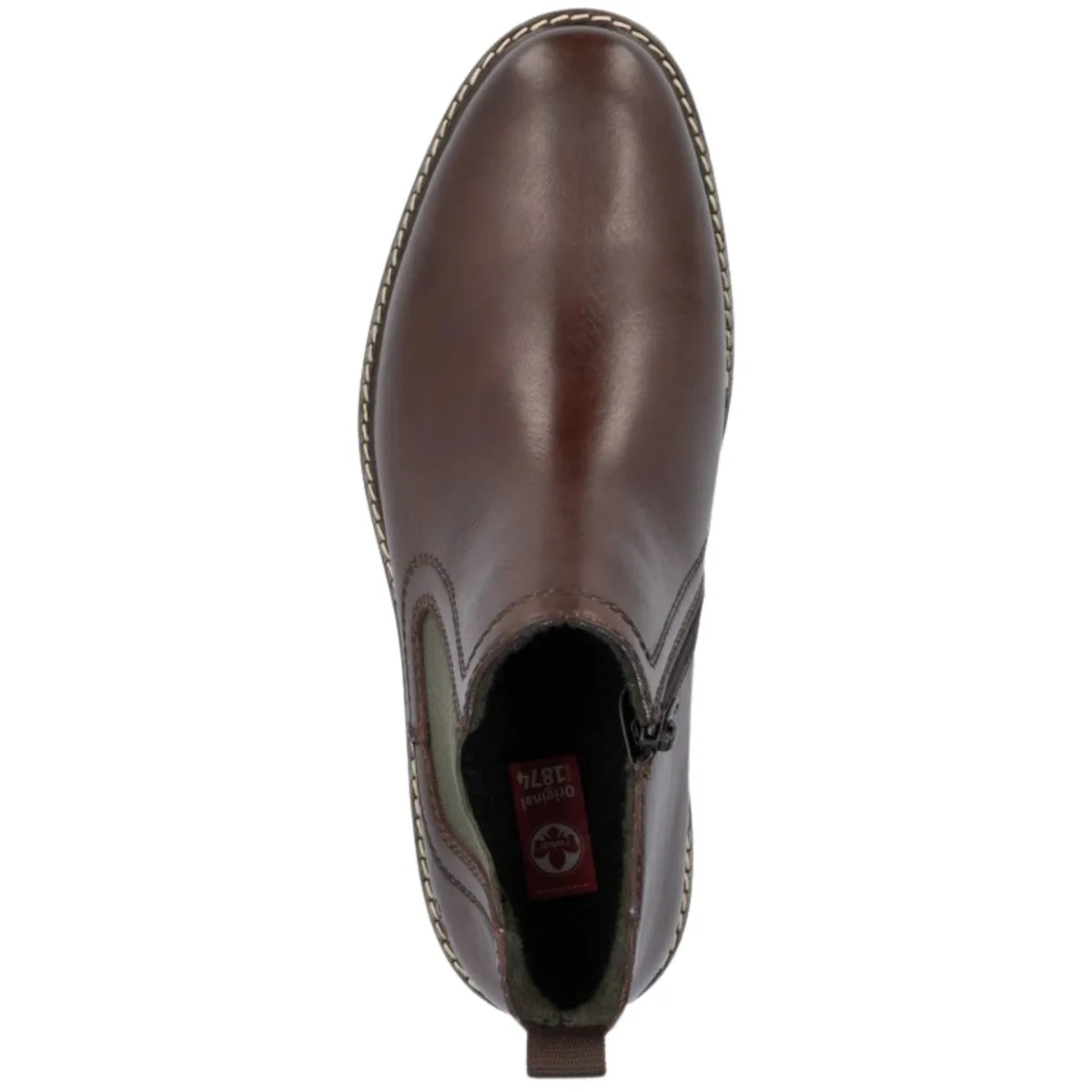 Rieker Men's 13757-25 Chelsea Nougat Brown Leather Pull Tab