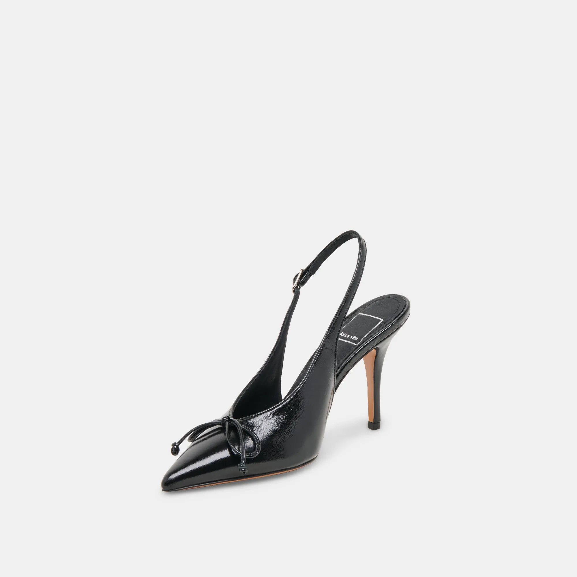 GEENA HEELS BLACK LEATHER Wedding Shoes Sleek Pumps