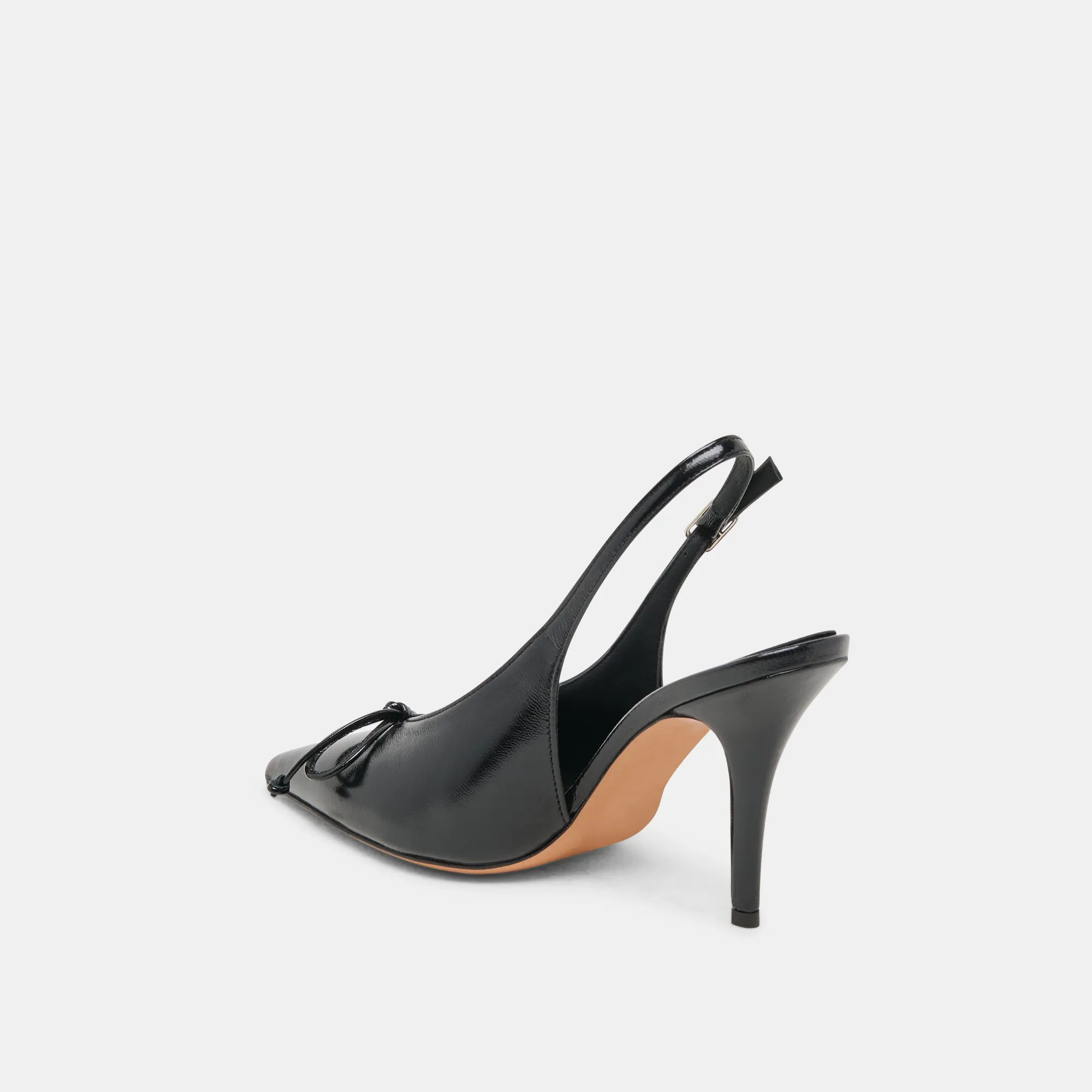GEENA HEELS BLACK LEATHER Boho Style Heels Trendy Sandals