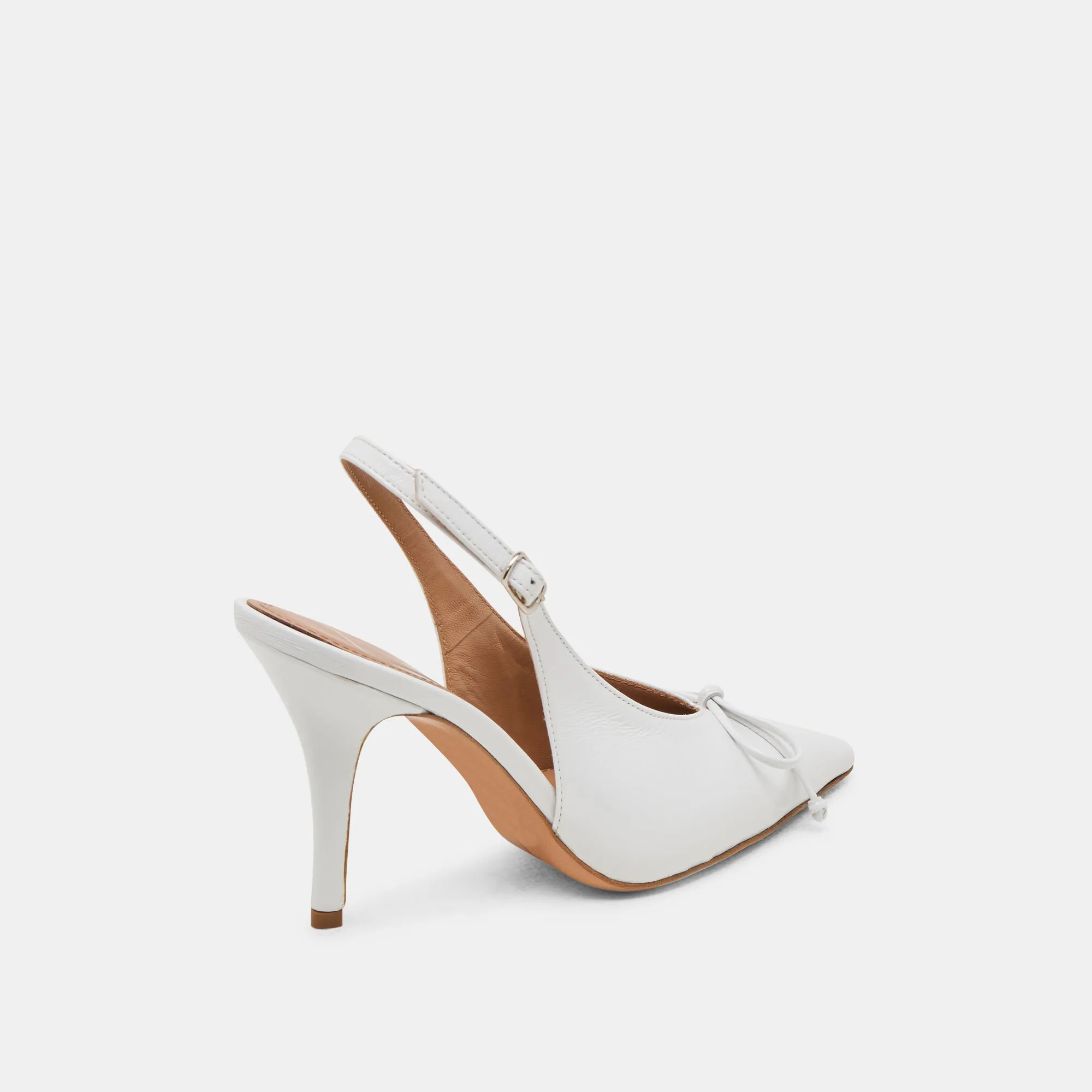 GEENA HEELS WHITE LEATHER Anti Slip