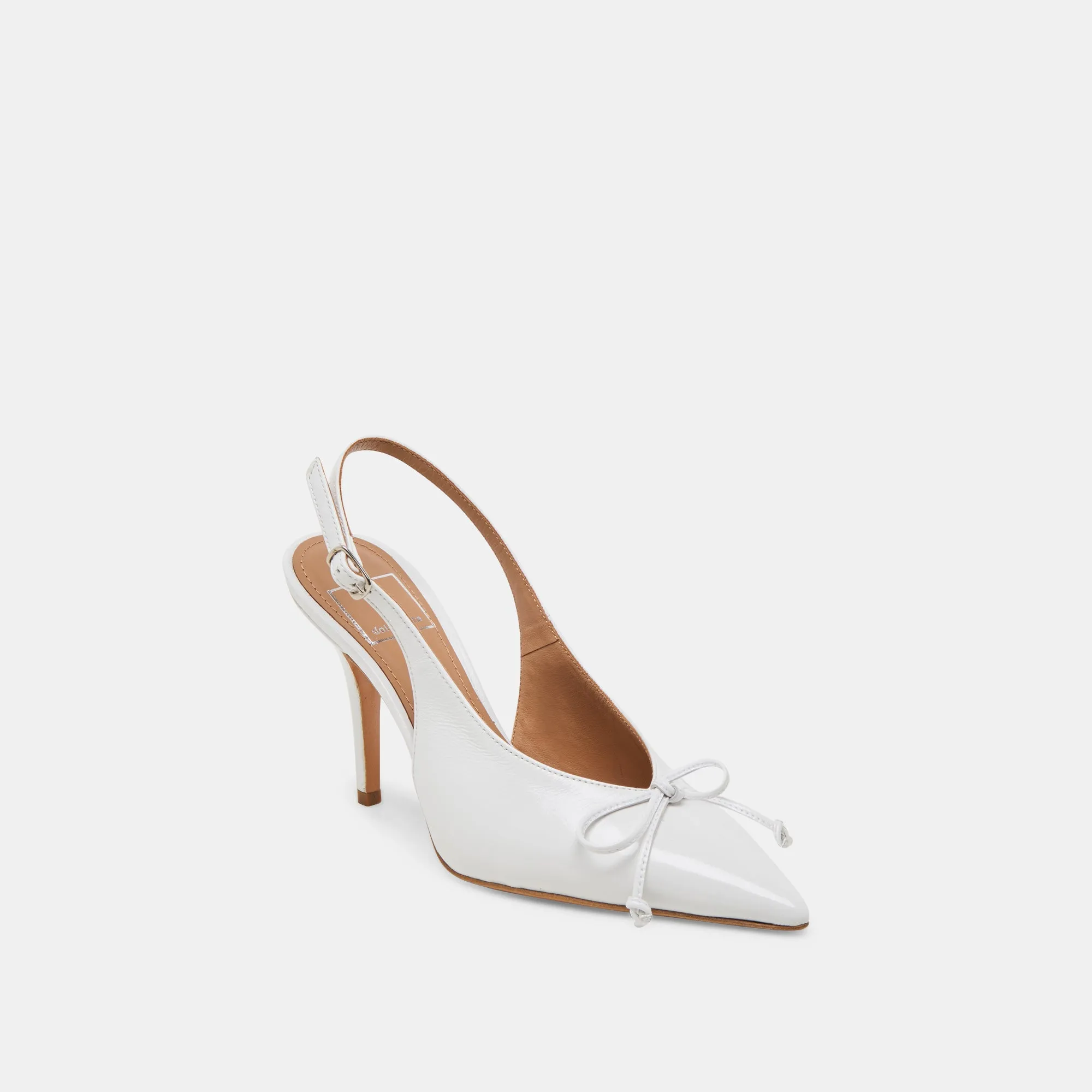 GEENA HEELS WHITE LEATHER Chic Party Heels