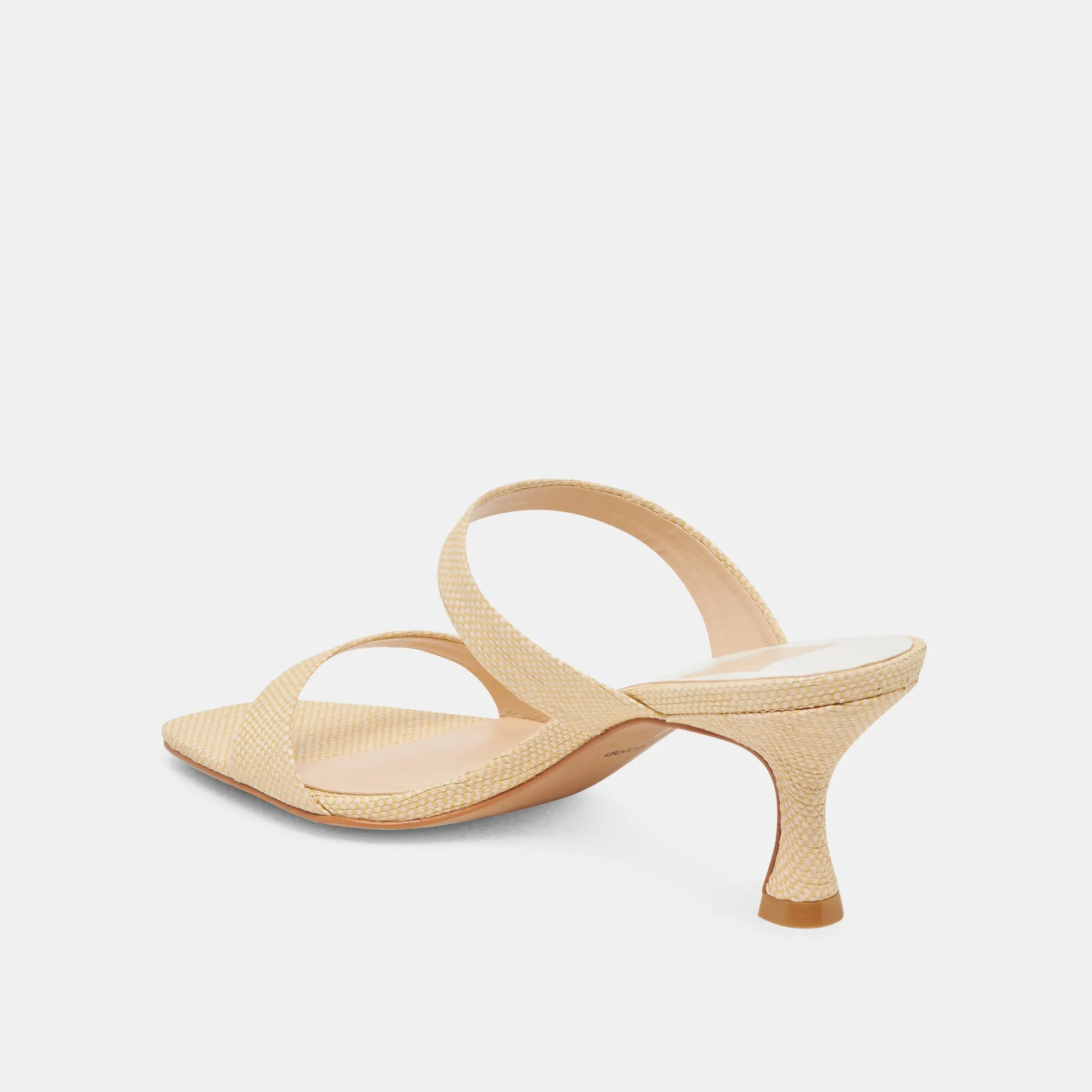GENORA WIDE HEELS LT NATURAL WOVEN RAFFIA Glam Heeled Sandals High Heel Shoes