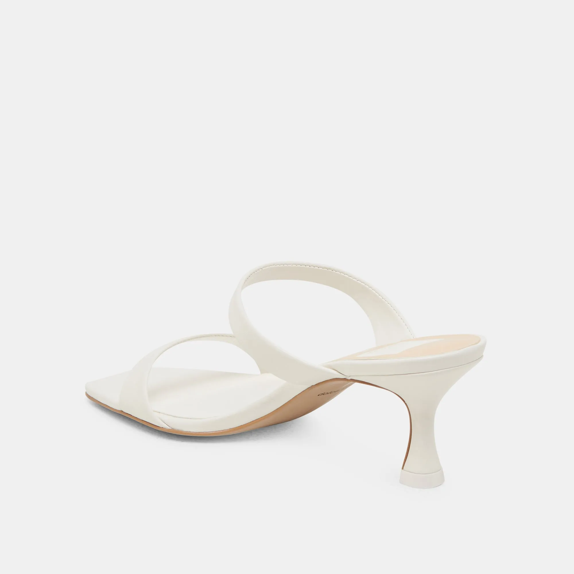 Lightweight Strappy Sandals GENORA WIDE HEELS WHITE LEATHER