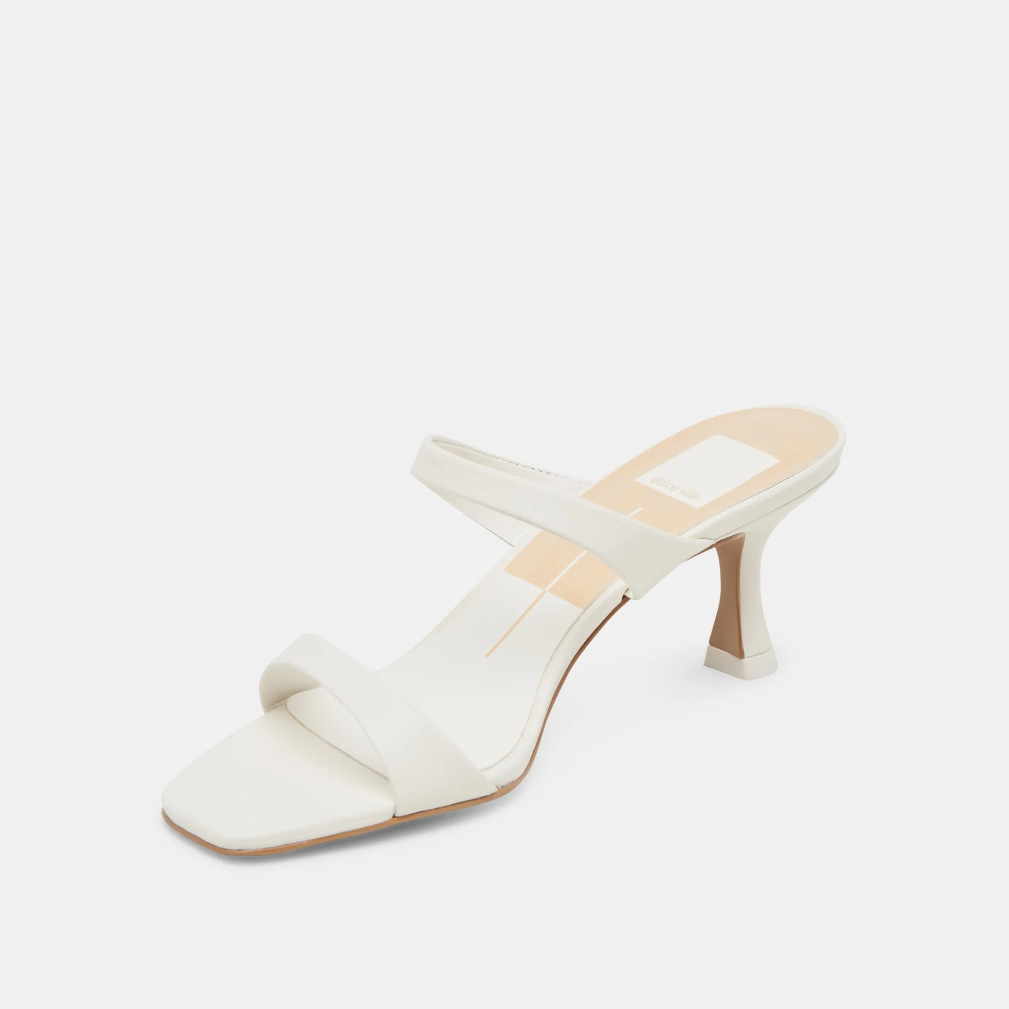 GENORA WIDE HEELS WHITE LEATHER Fashion Heels for Summer