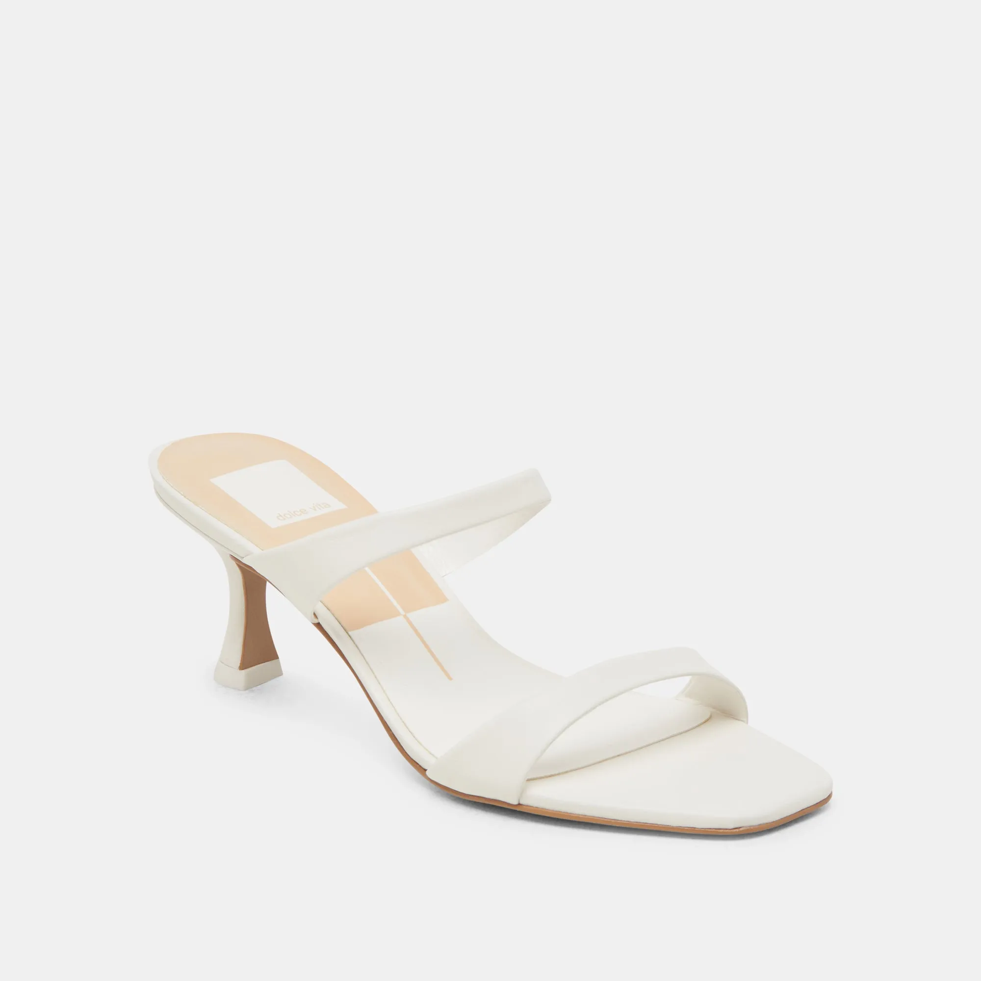 GENORA WIDE HEELS WHITE LEATHER Colorful High Heels Dressy Stilettos