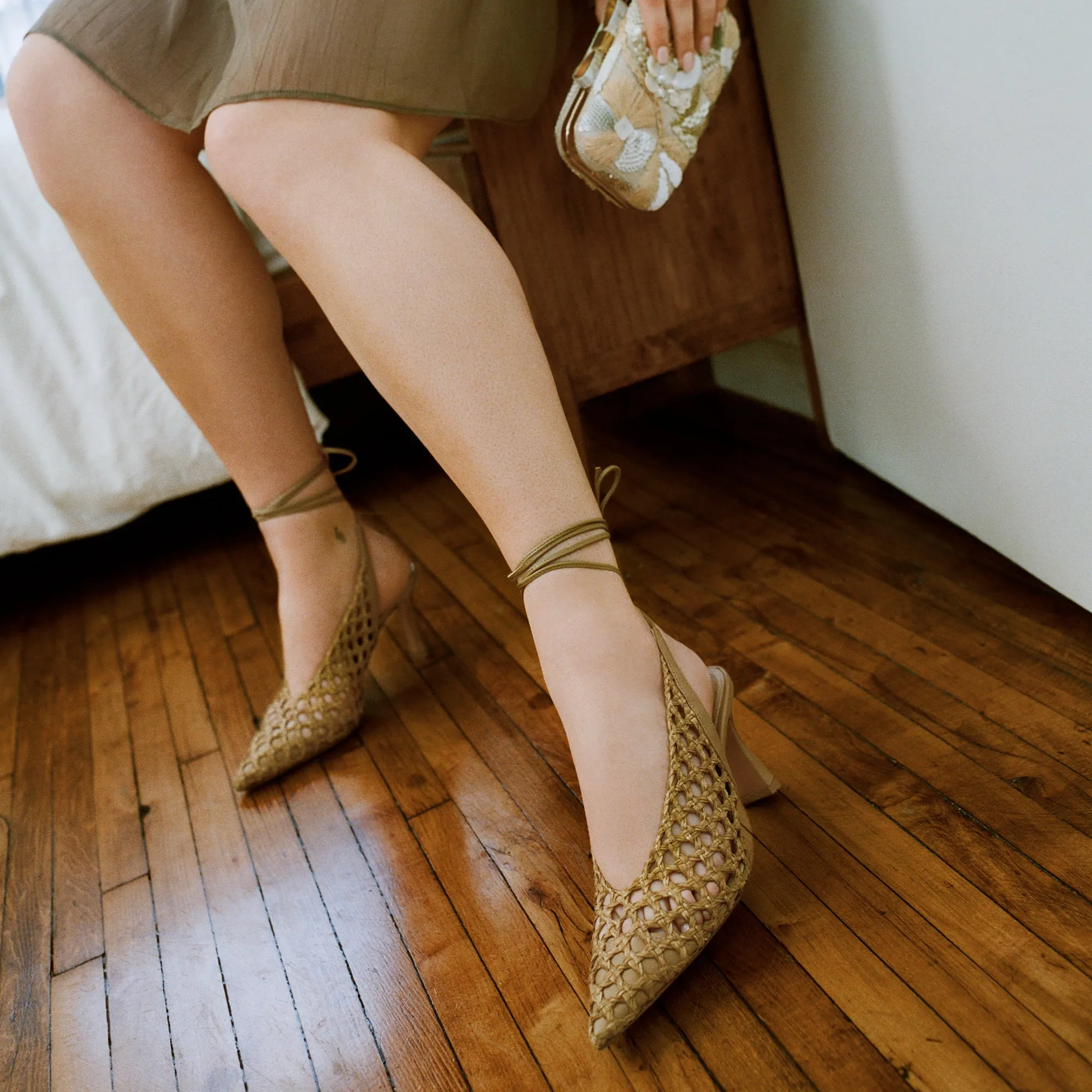 GESICA HEELS NATURAL WOVEN Soft Cushioning Smart Pumps