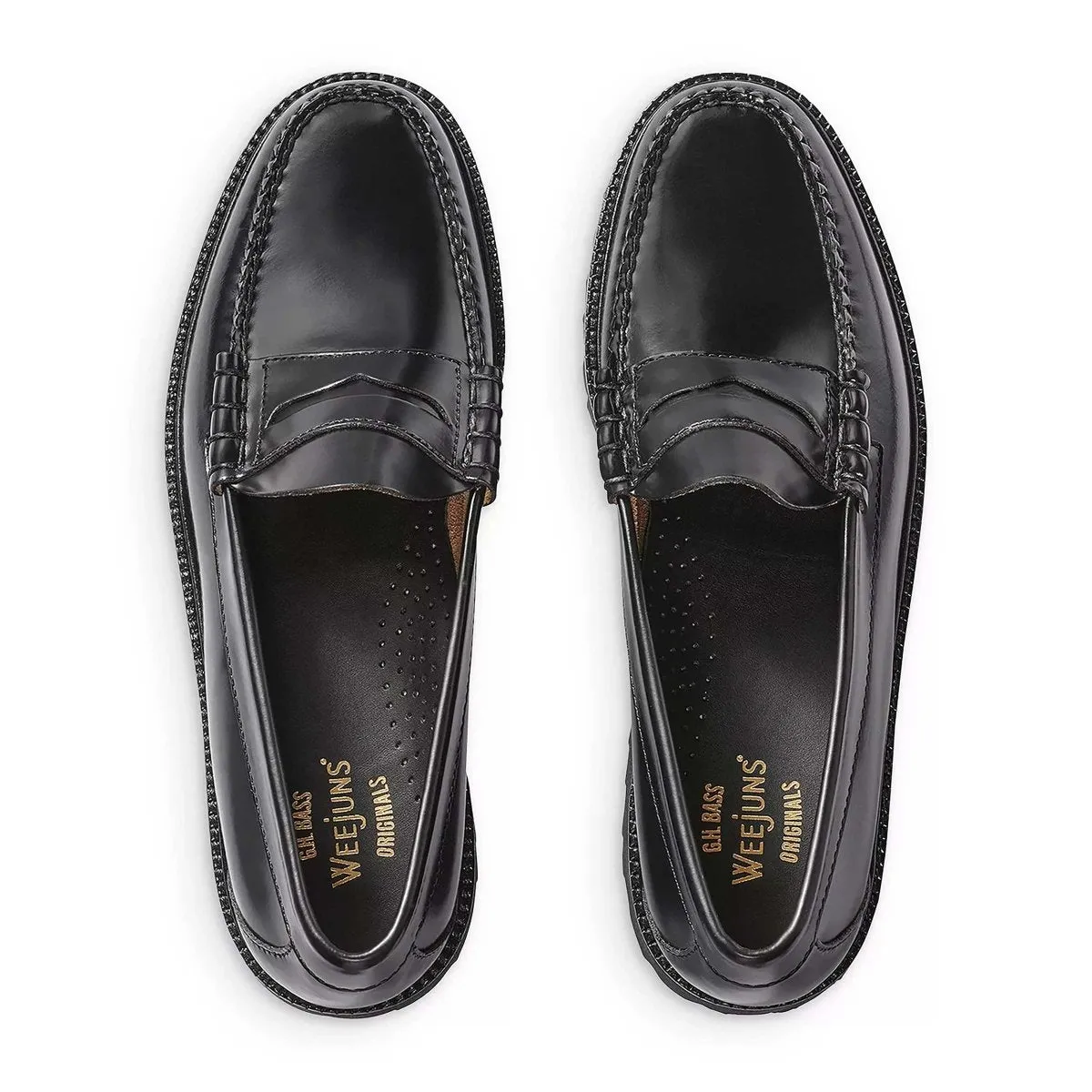 G.H. Bass Men's Larson Lug WeeJun Black Lightweight Step High Heel