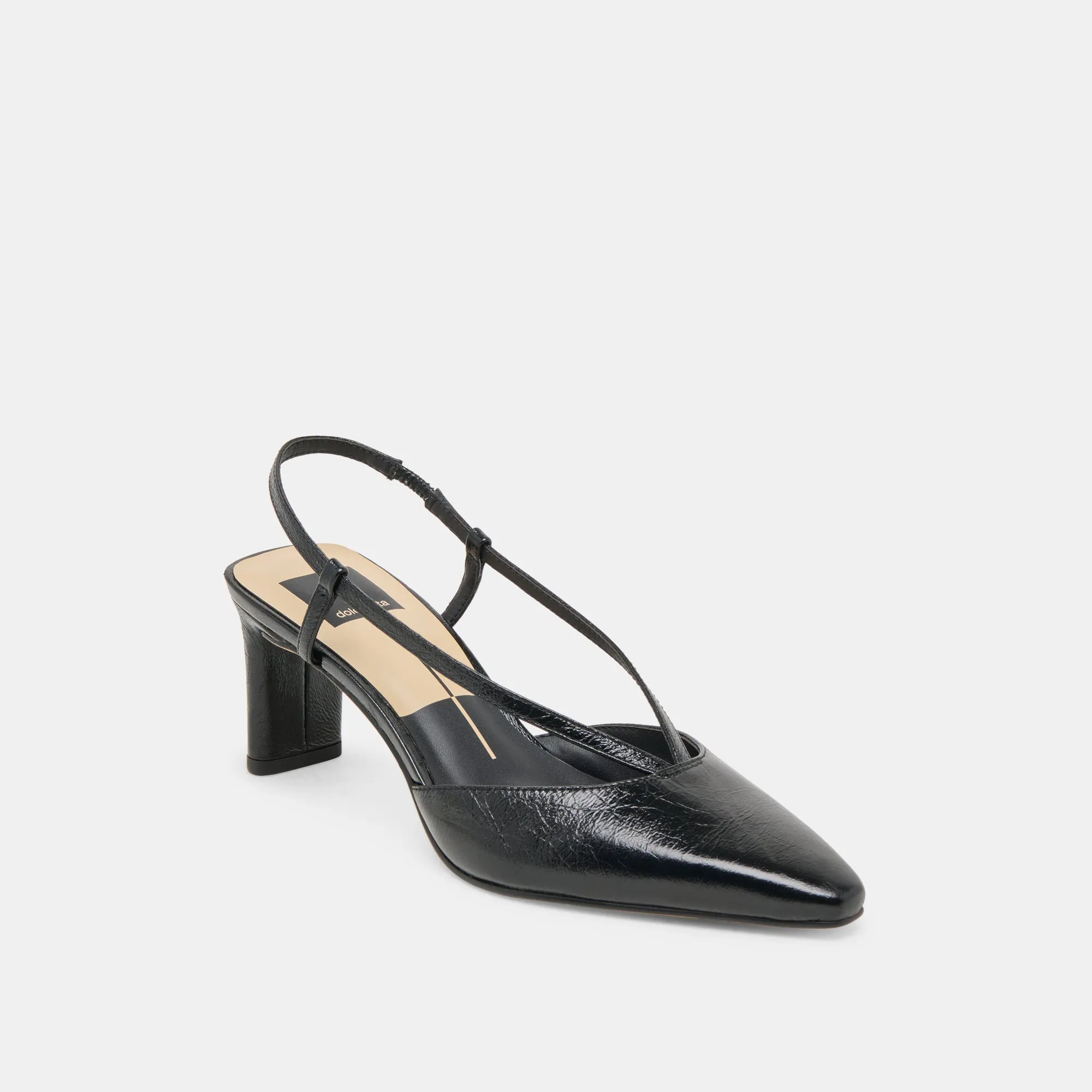 Tassel Accent Floral Design Heels GINAY HEELS  BLACK LEATHER