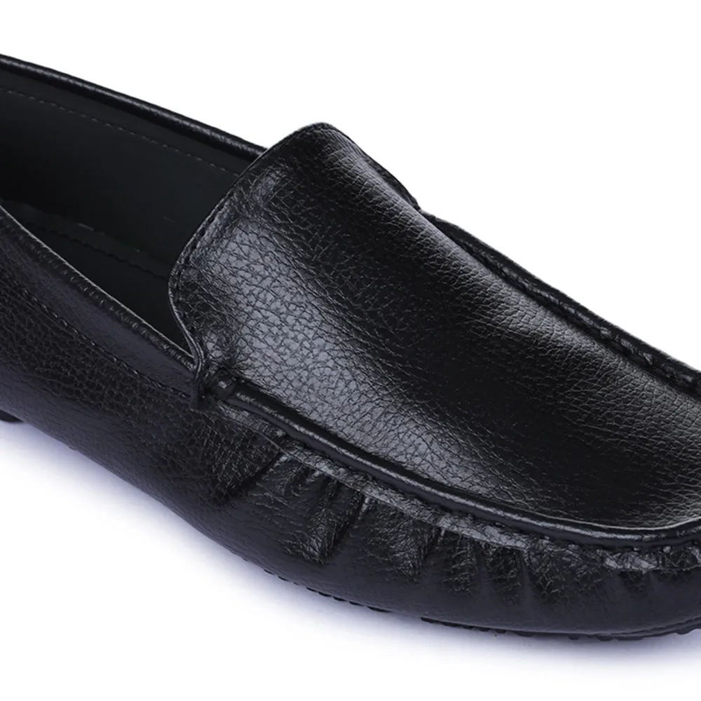 All-Season Footwear Closed   Toe Gliders Black Casual Loafer Shoes For Men 2101-01 By Liberty